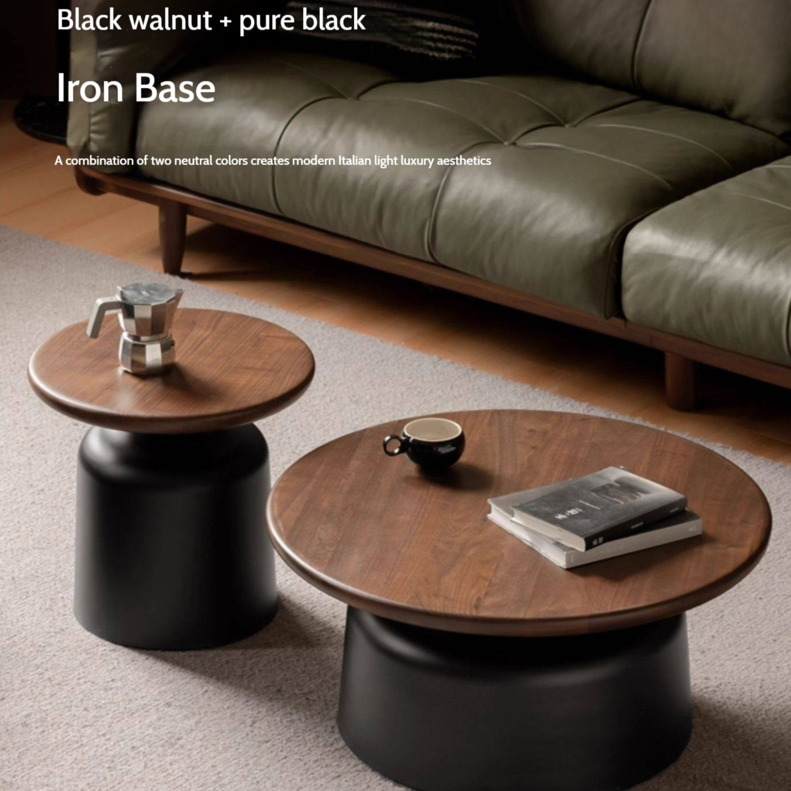 Black Walnut Solid Wood Italian Light Luxury Tea Table