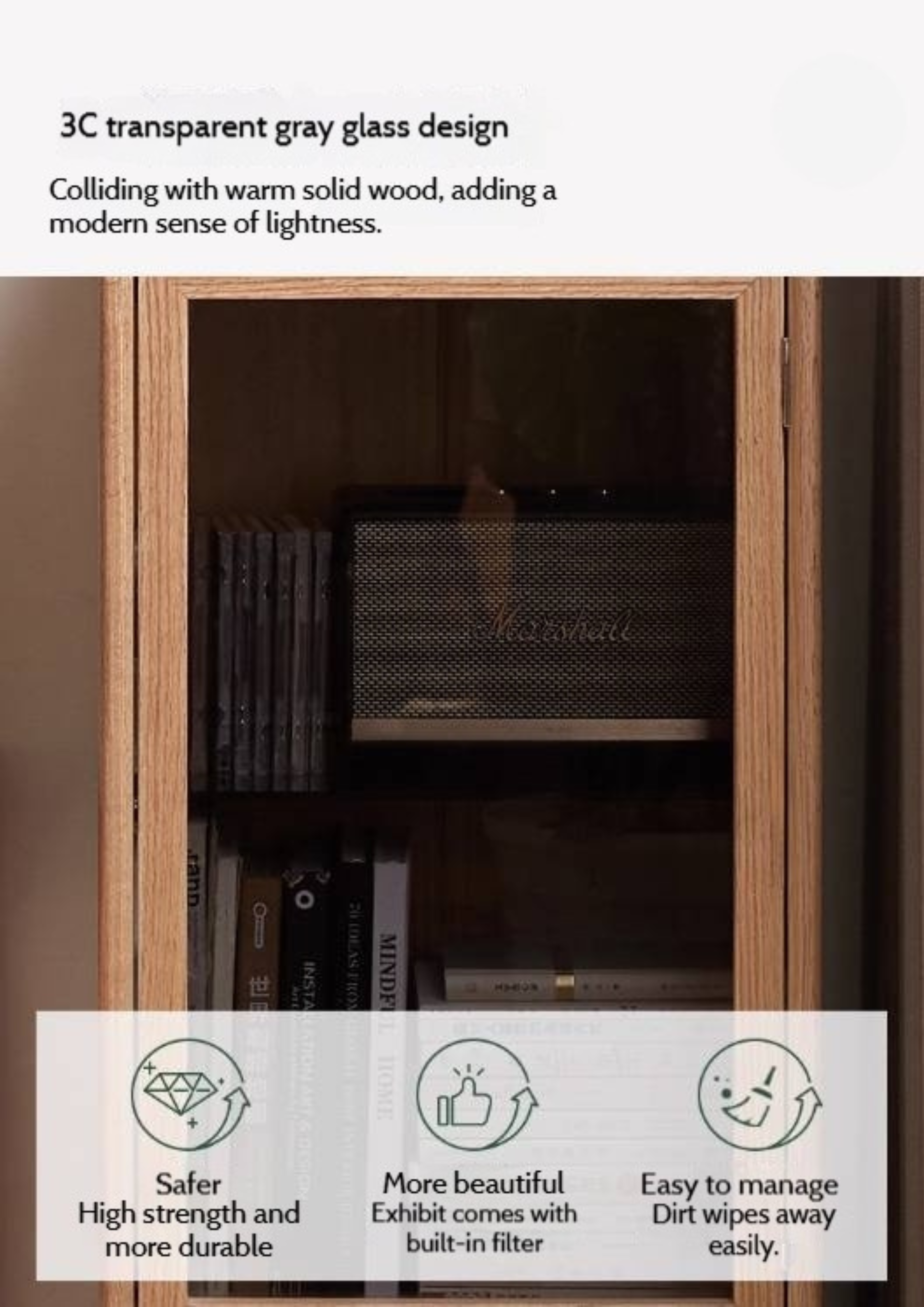 Oak Solid Wood Modern Simple Storage Side Cabinet.