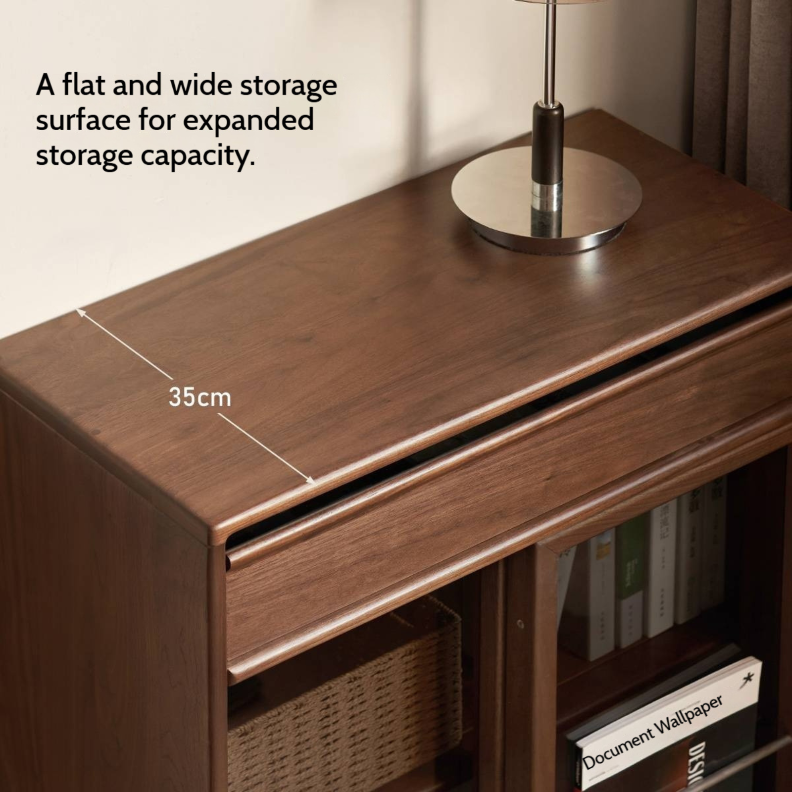 Black Walnut Solid Wood Modern Side Cabinet