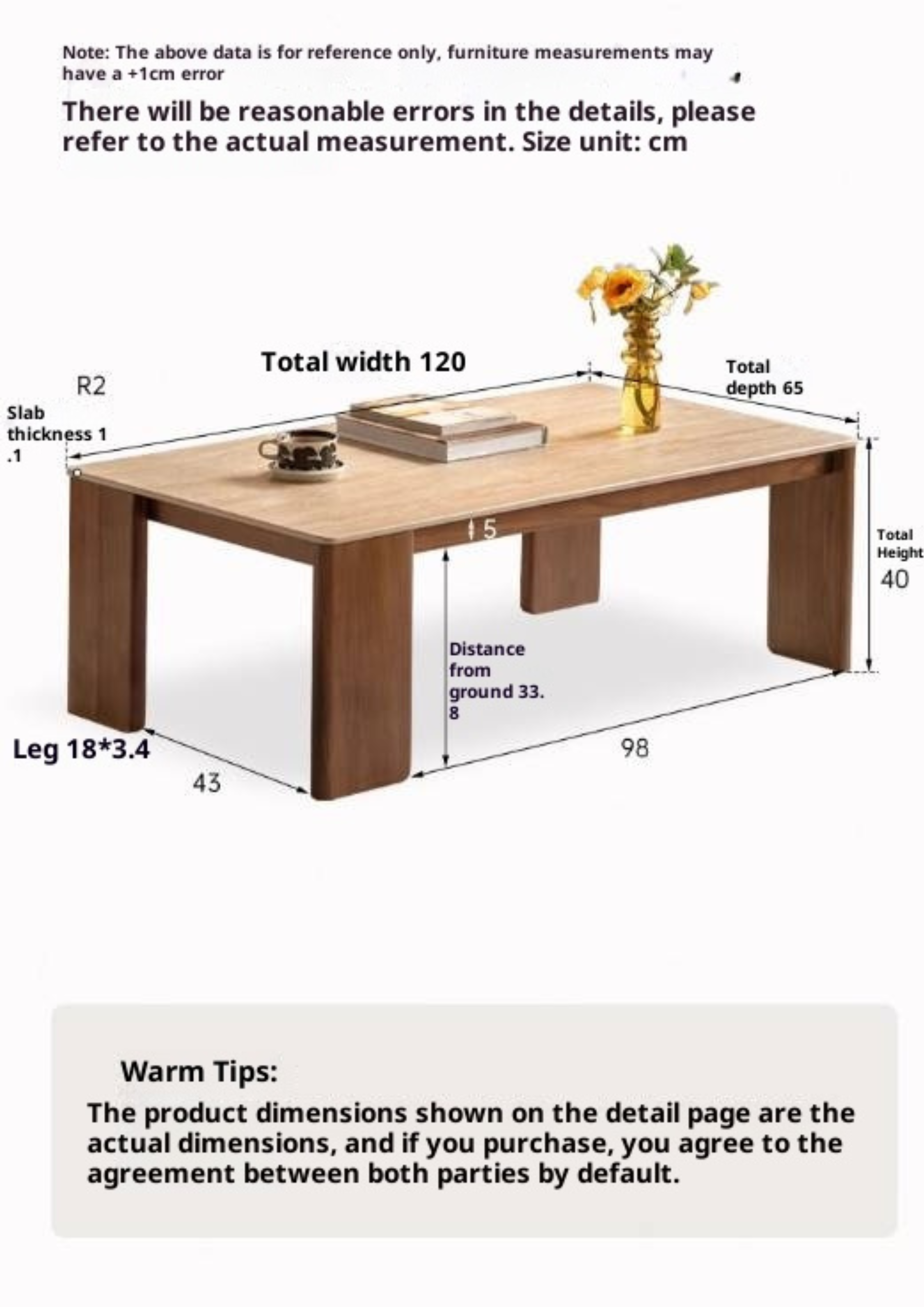 Black Walnut Solid Wood Rectangular Tea Table