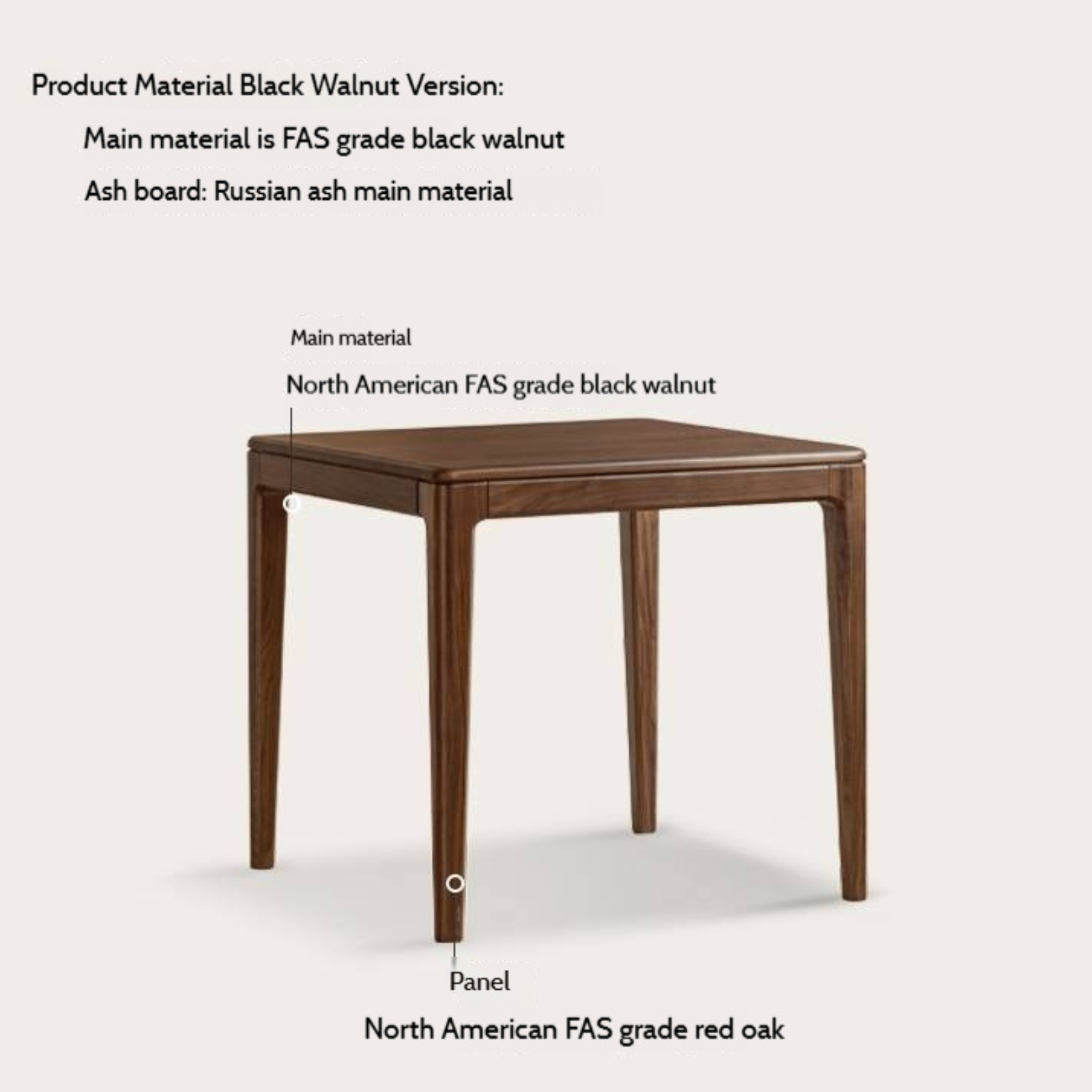 Black Walnut, Oak Solid Wood Modern Rock Board Dining Table