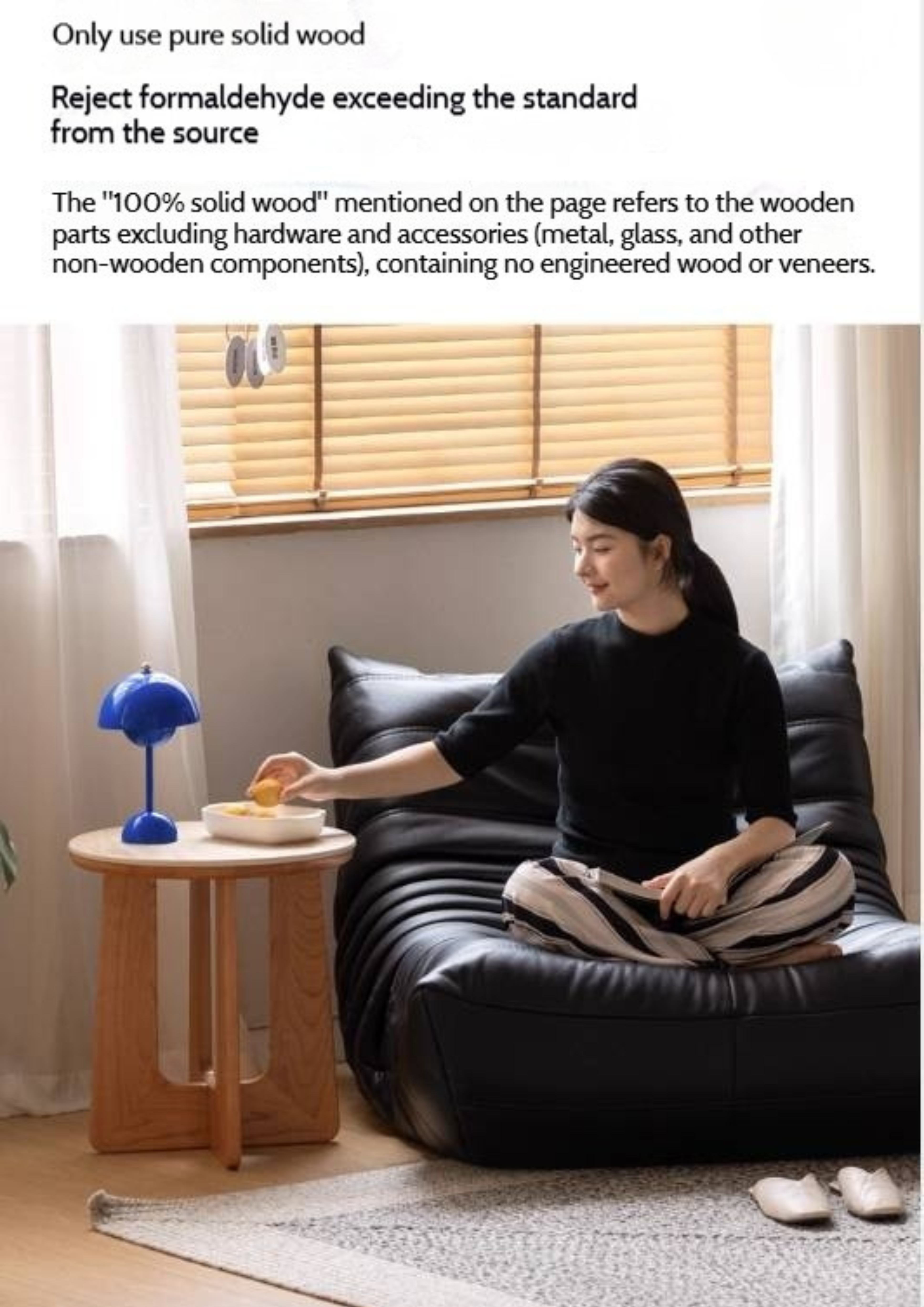 Cherry Solid Wood Rock Plate Round Coffee Table