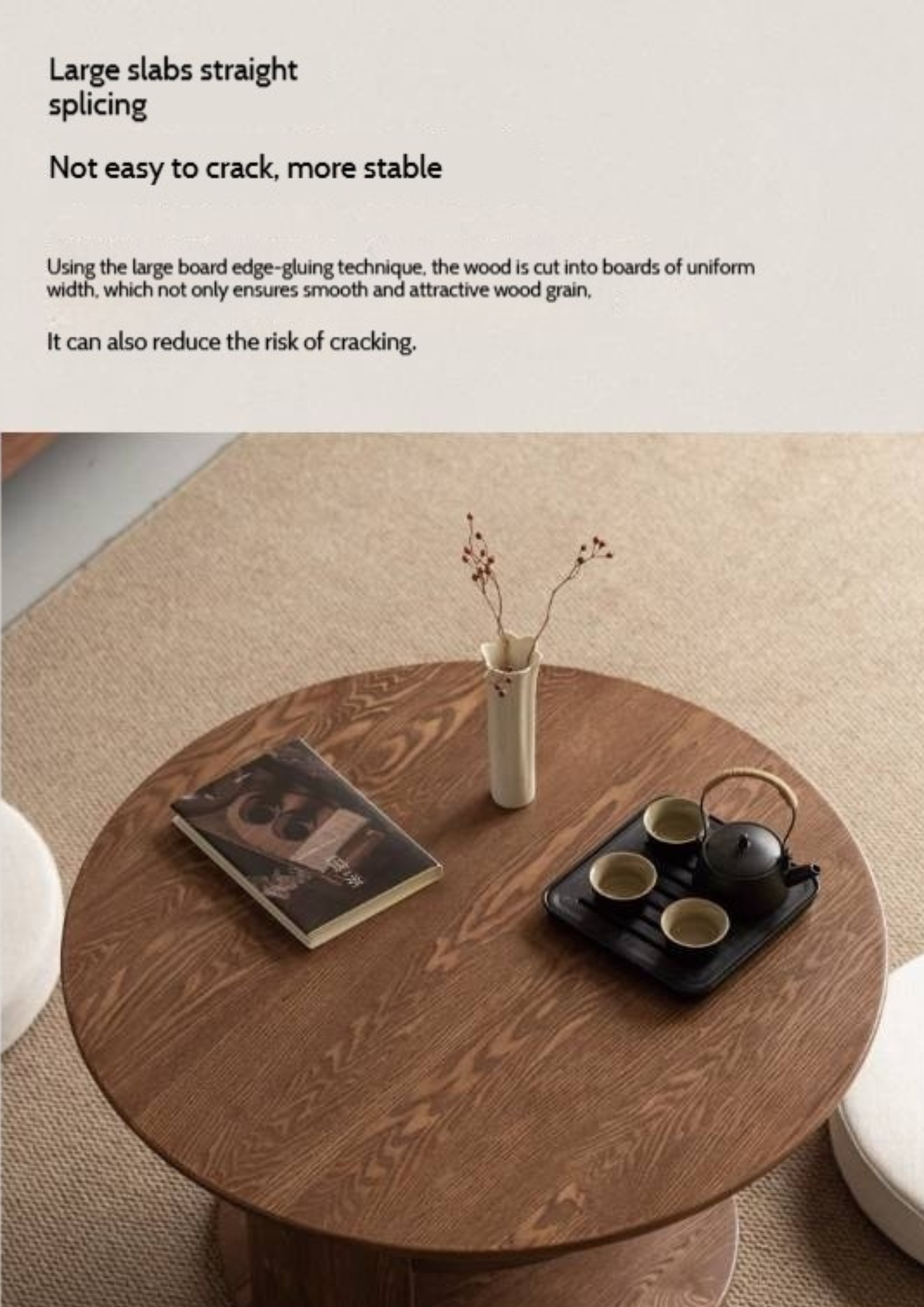 Ash Solid Wood Dual Use Round Tea Table
