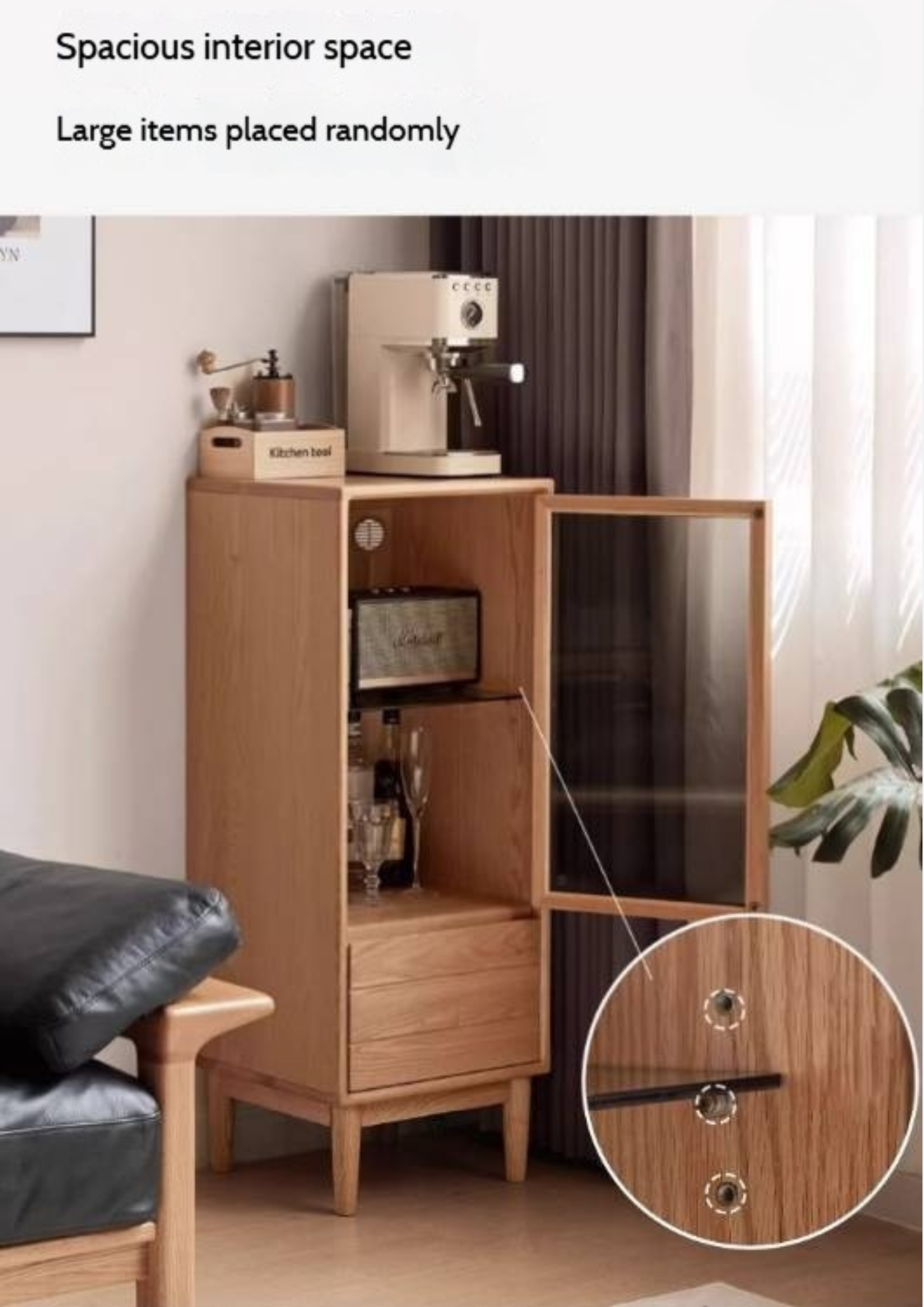 Oak Solid Wood Modern Simple Storage Side Cabinet.