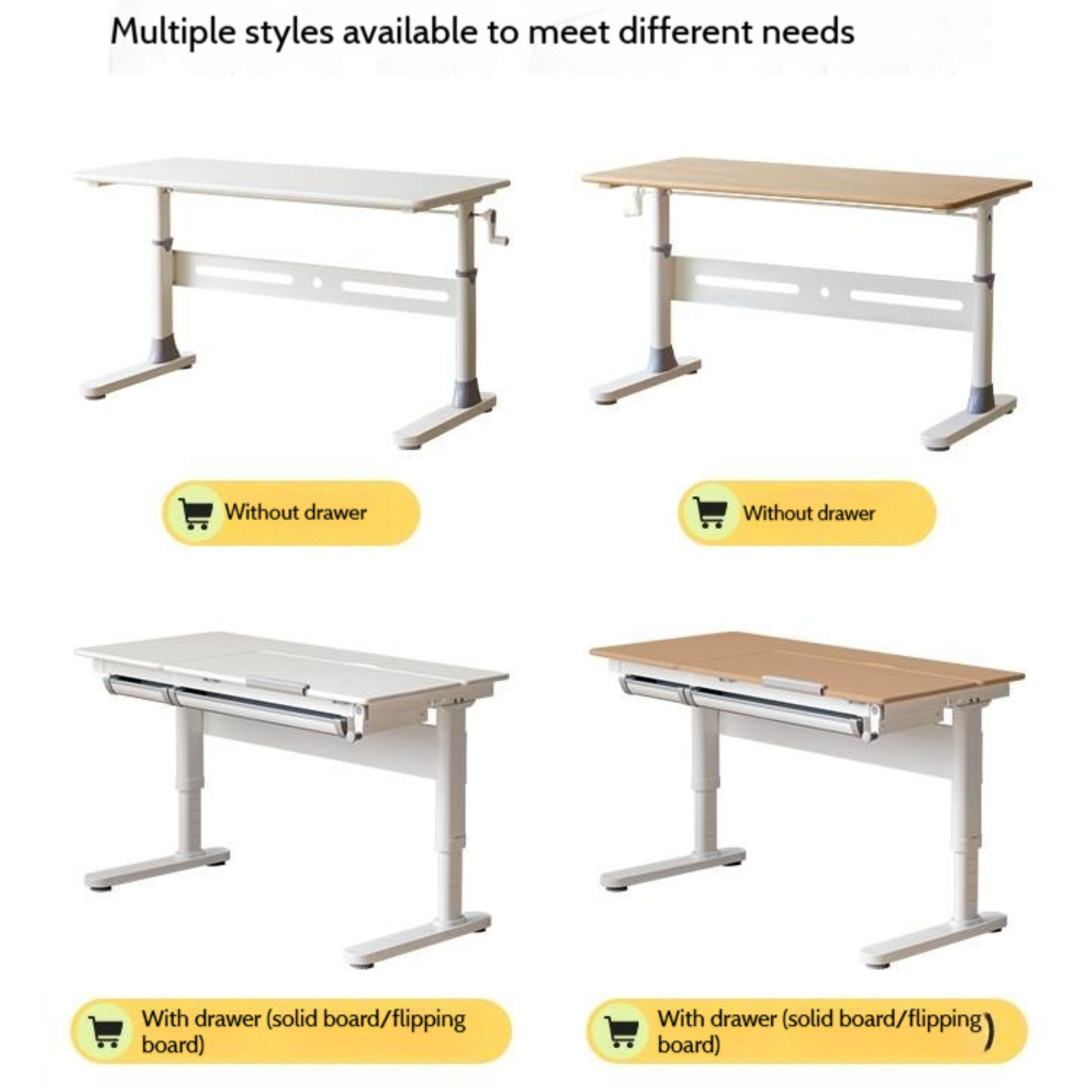 Solid Rubberwood Cream Style Children's Learning Desk