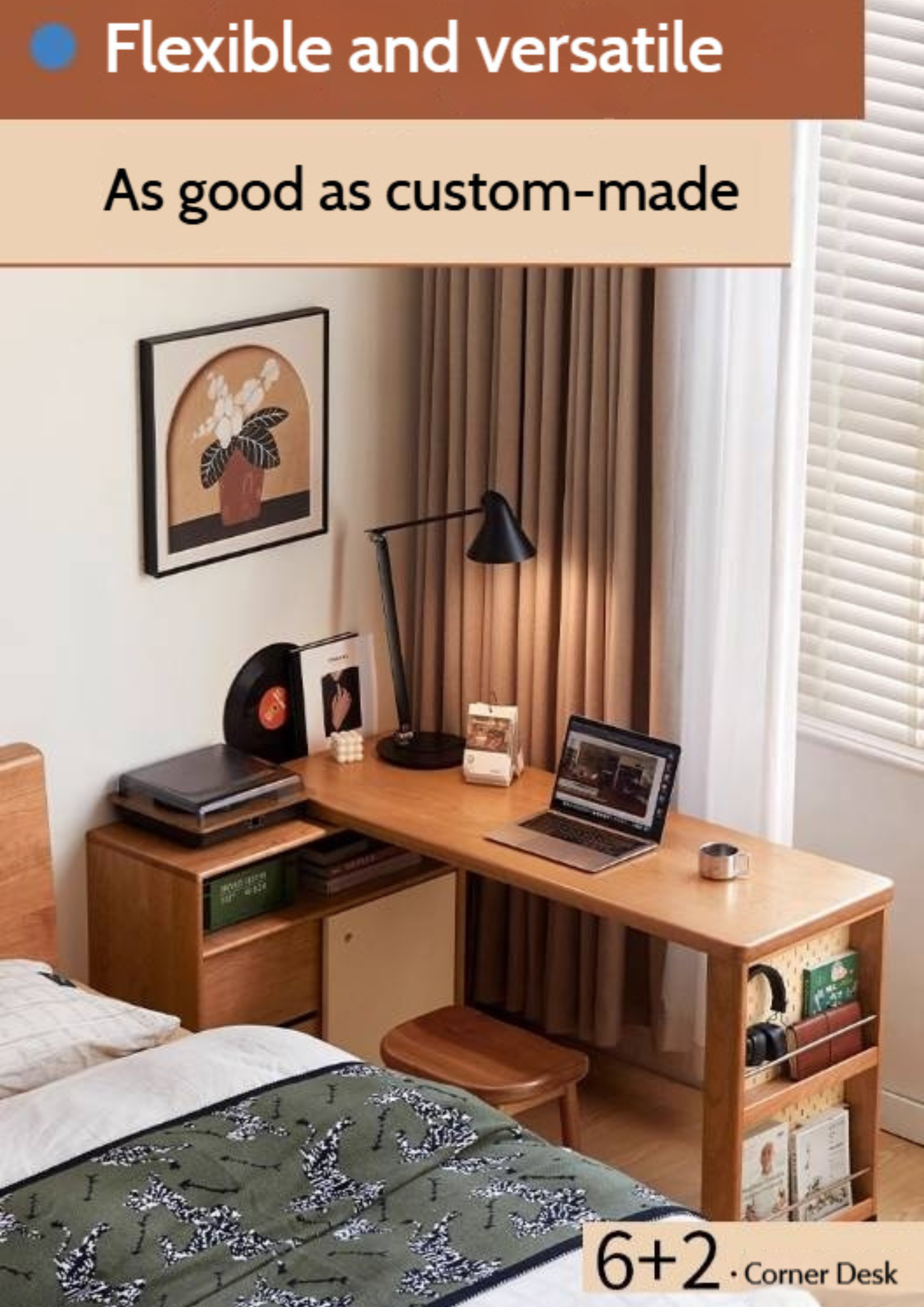 Cherry Solid Wood Vintage Style Office Desk