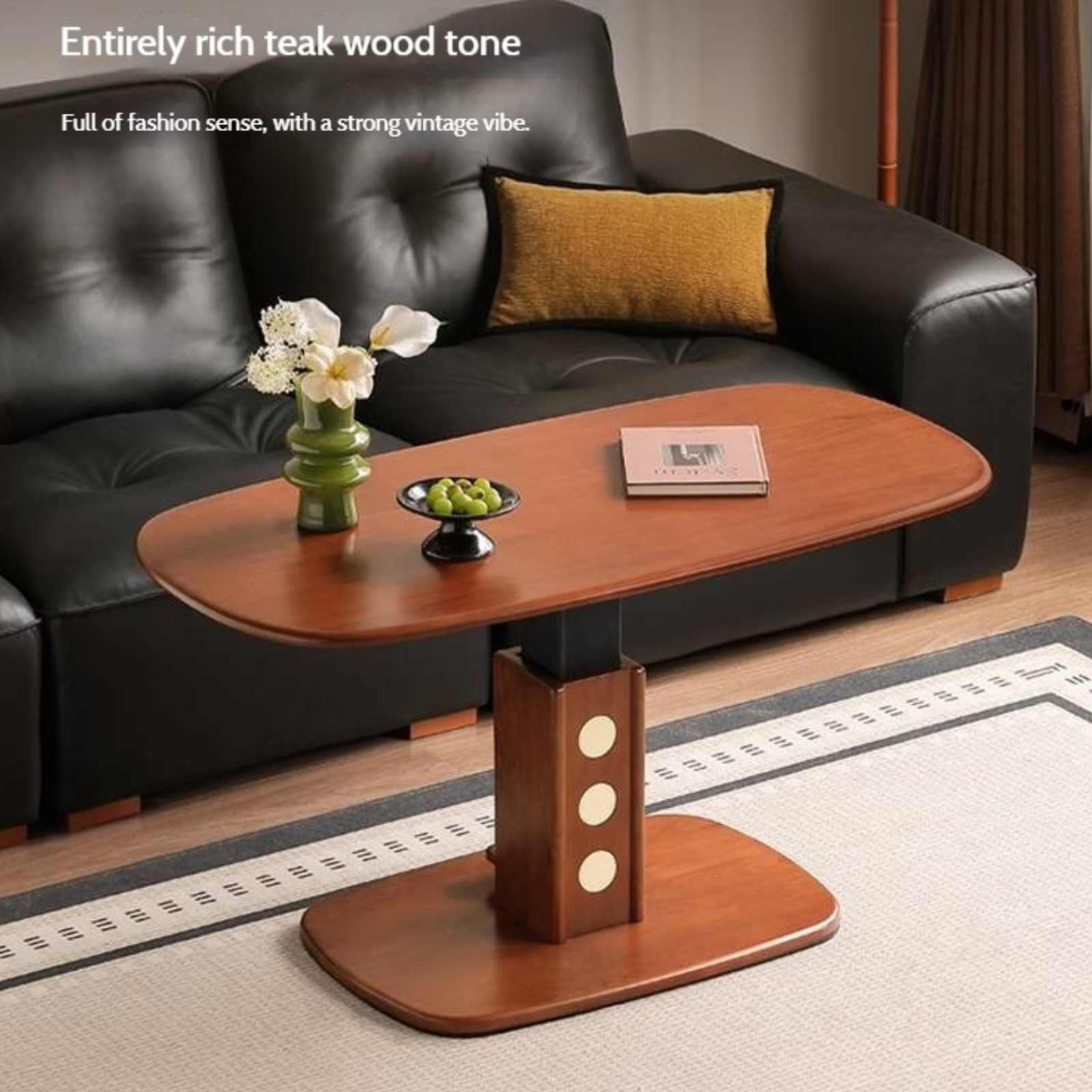 Poplar Solid Wood Lift Antique Style Tea Table