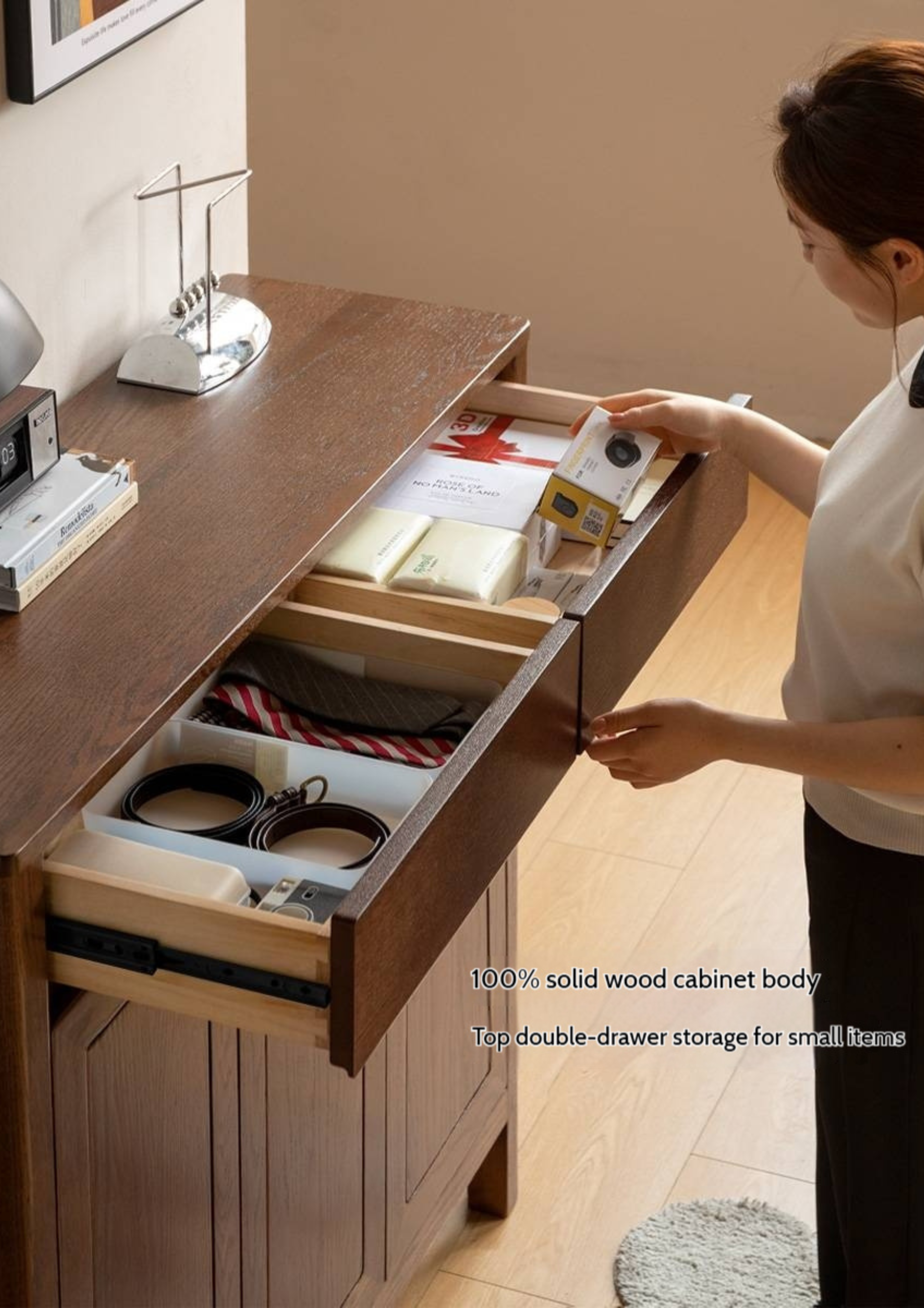 Ash Solid Wood Large Capacity Shoe Cabinet