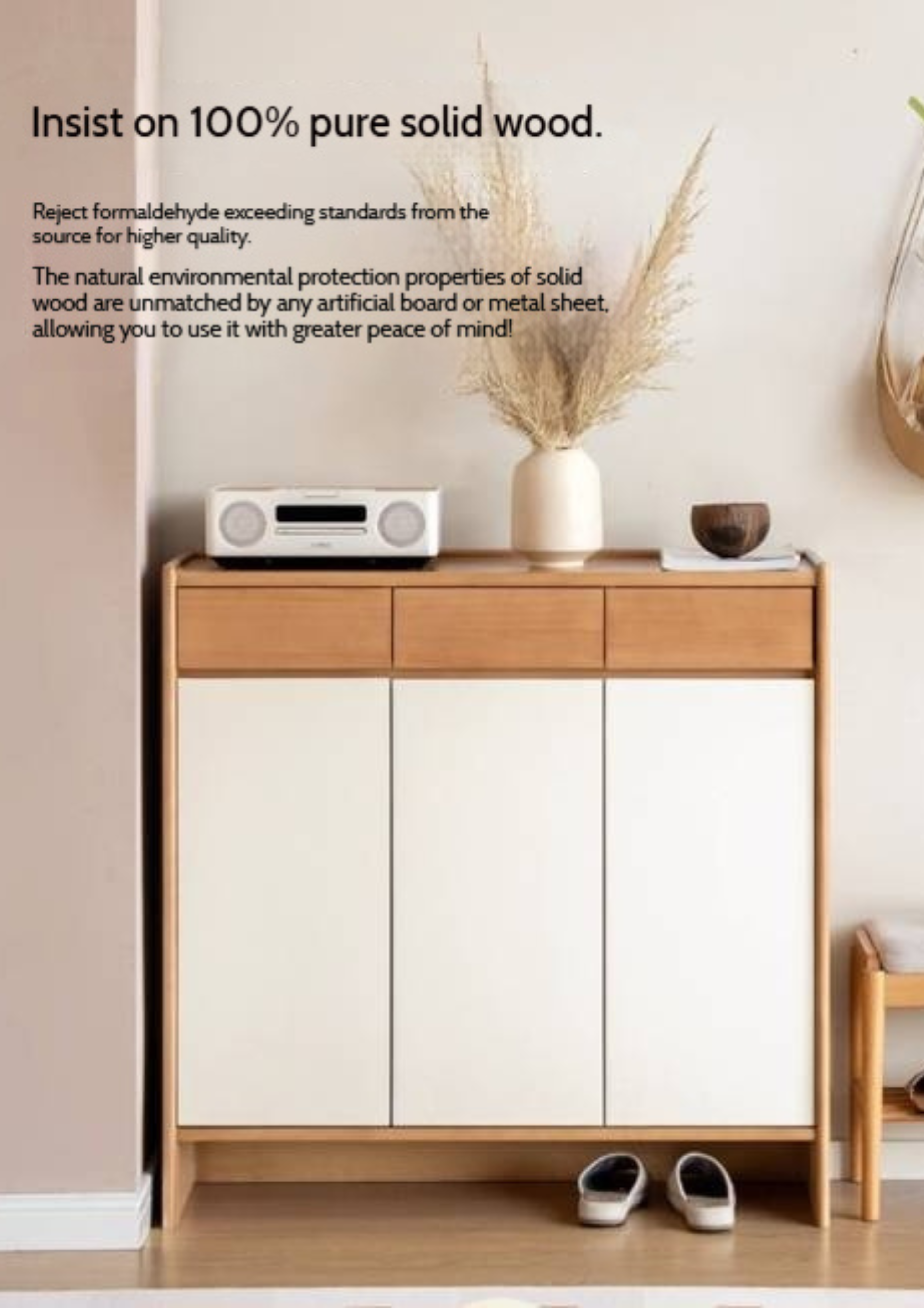 Poplar Solid Wood Shoe Cabinet