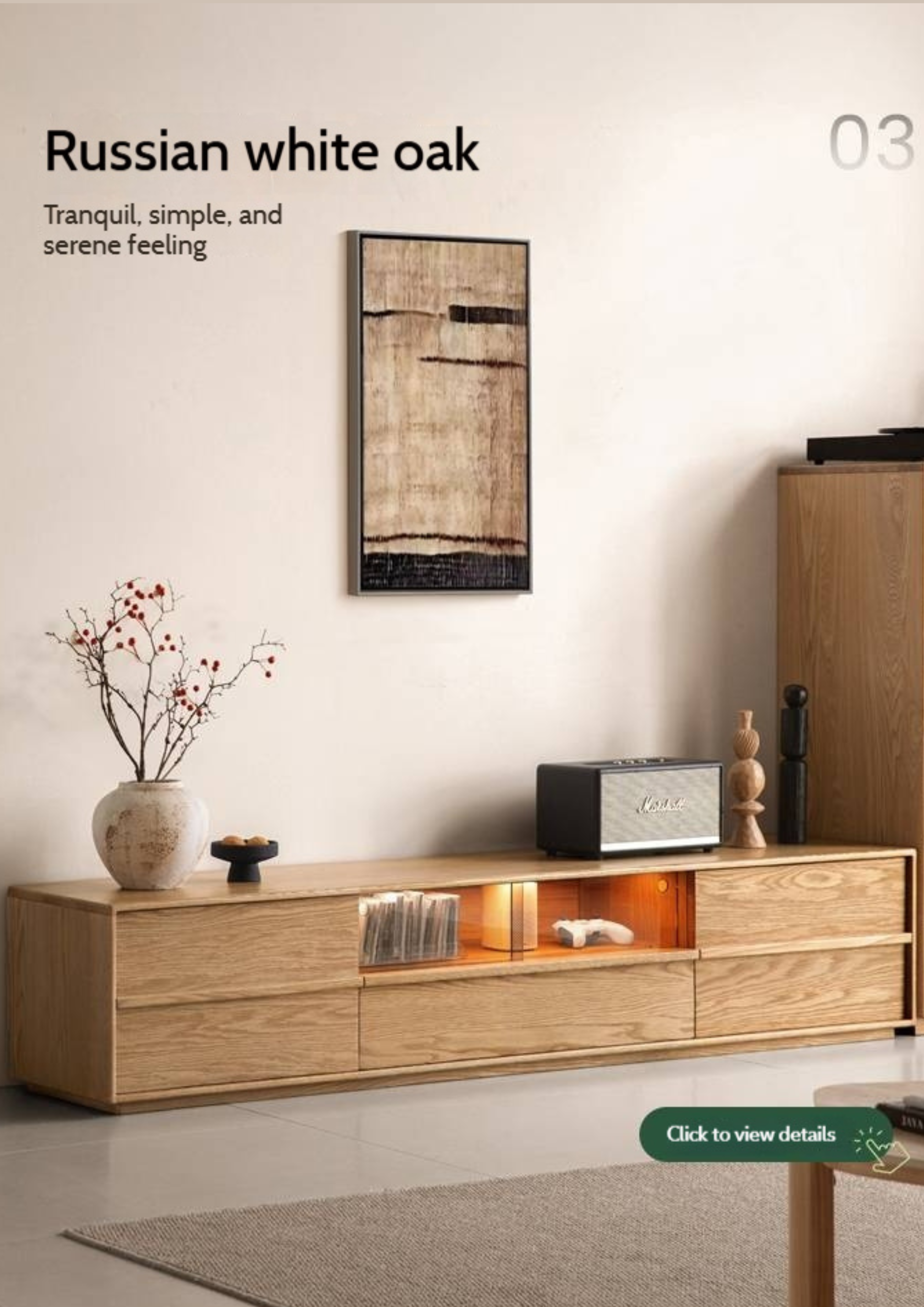 Ash Solid Wood Wabi-Sabi Style TV Cabinet