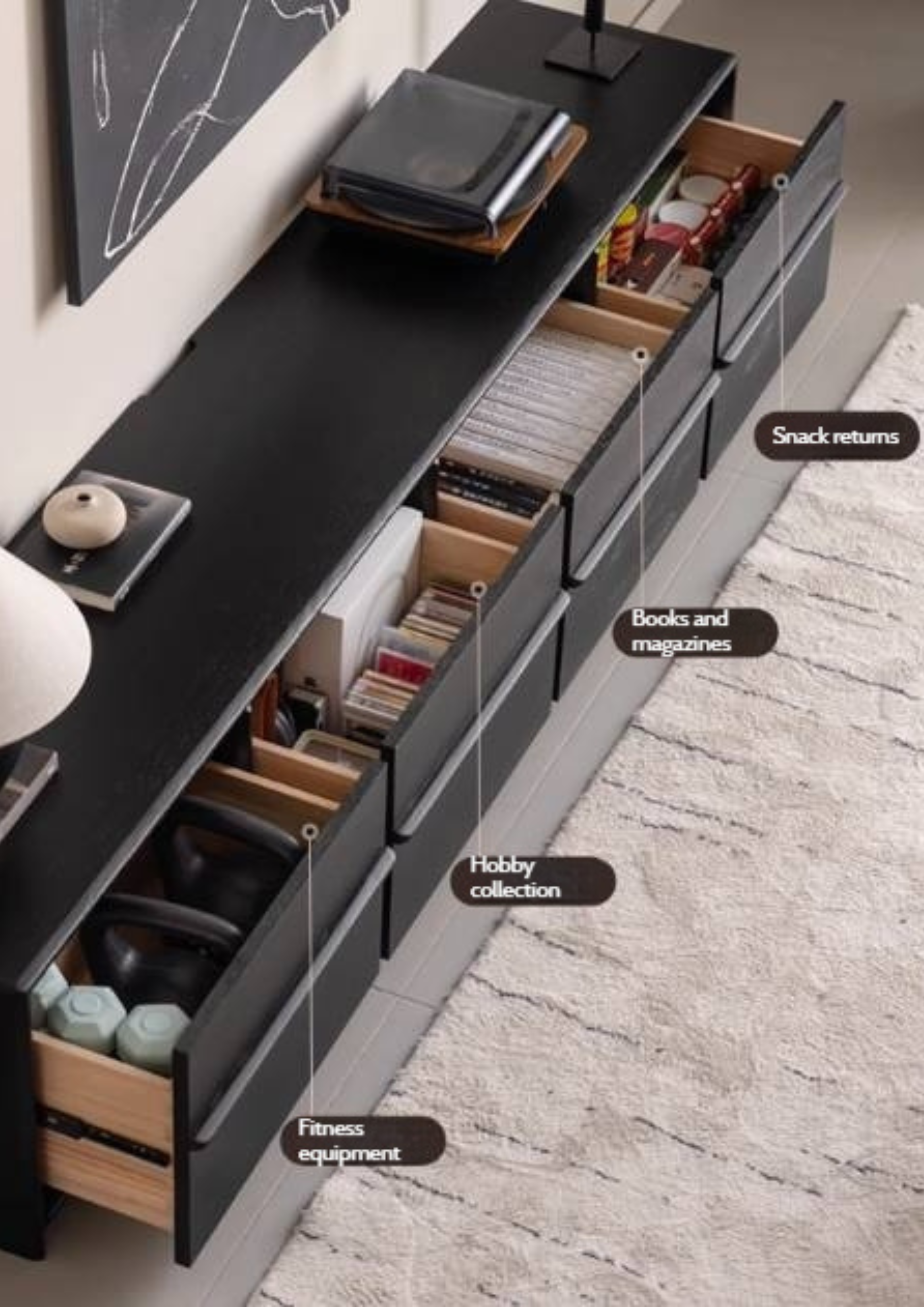 Oak Solid Wood Skeleton Line Modern TV Stand