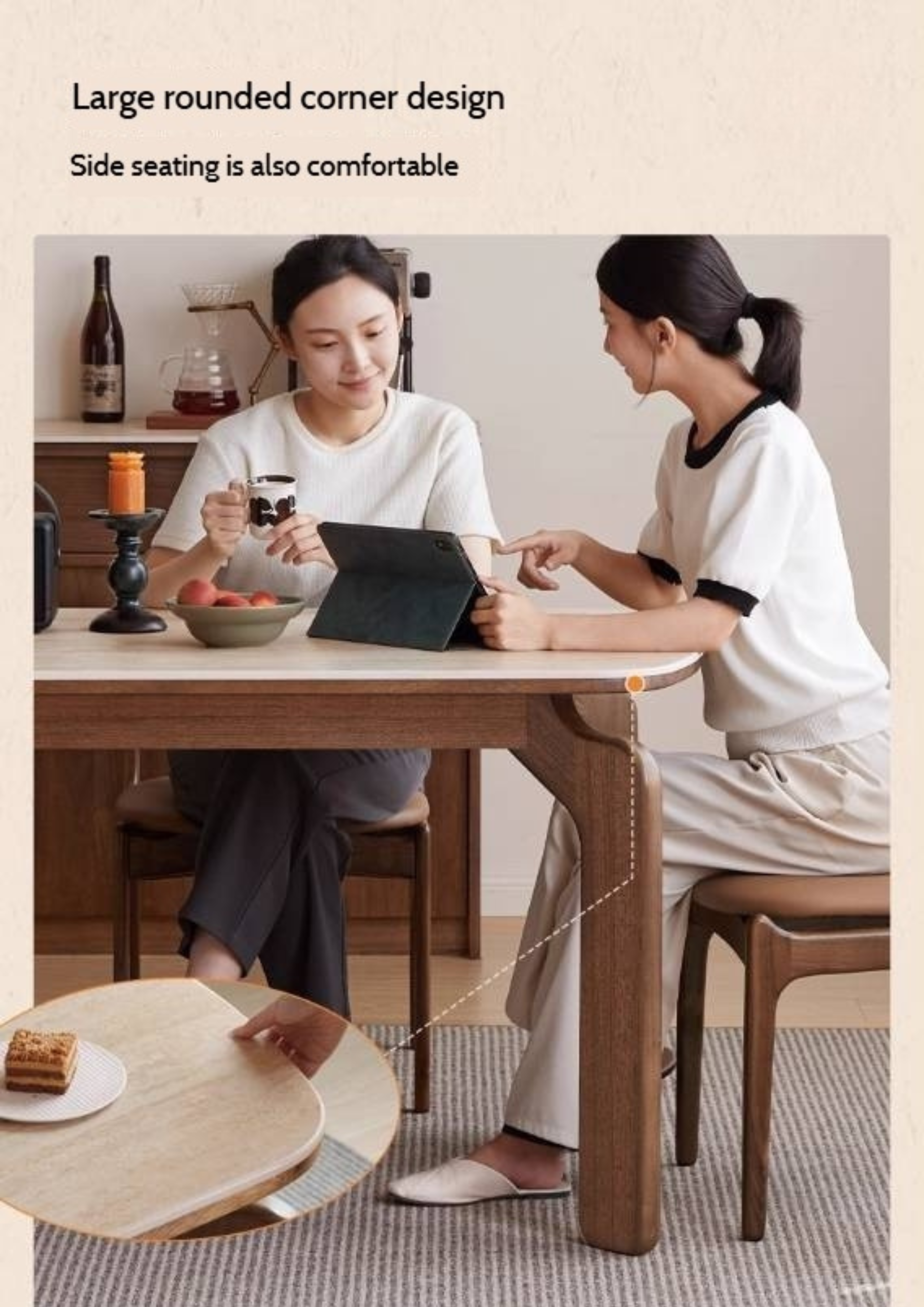 Sandalwood Solid Wood Rock Board Retro Antique Style Dining Table