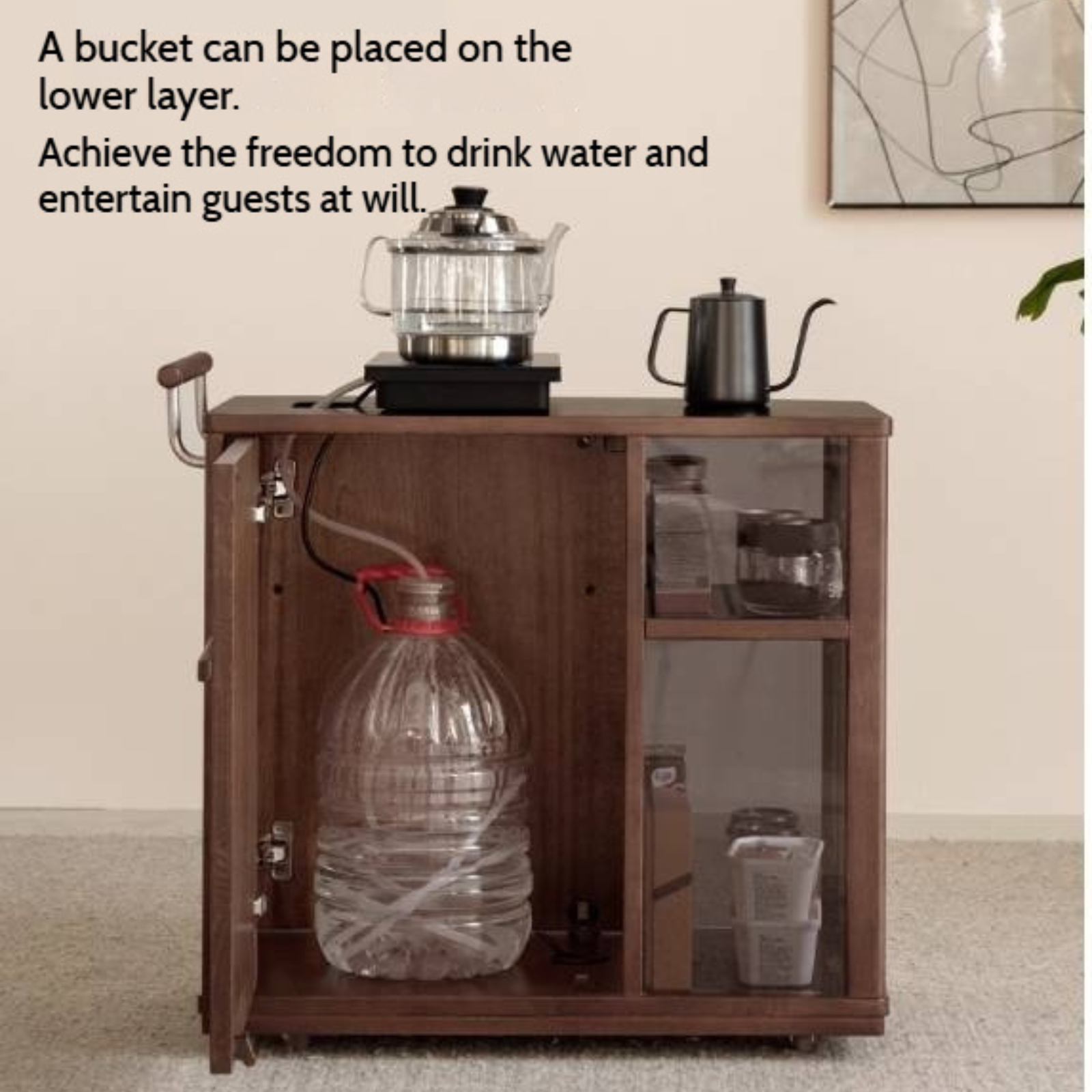 Sandalwood Italian Mobile Side Cabinet