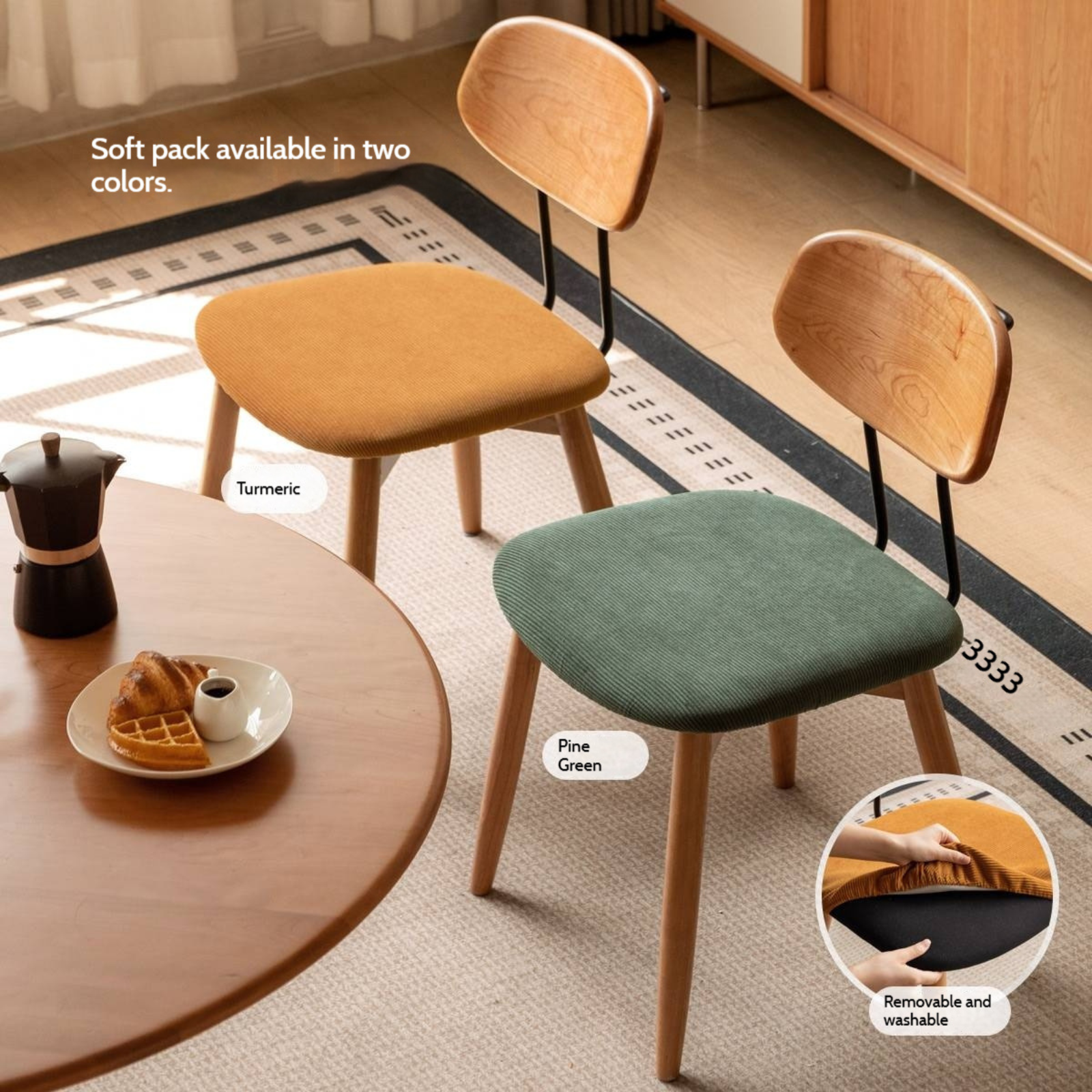 Set 4 pcs Cherry Solid Wood Bauhaus Style Retro Dining Chair