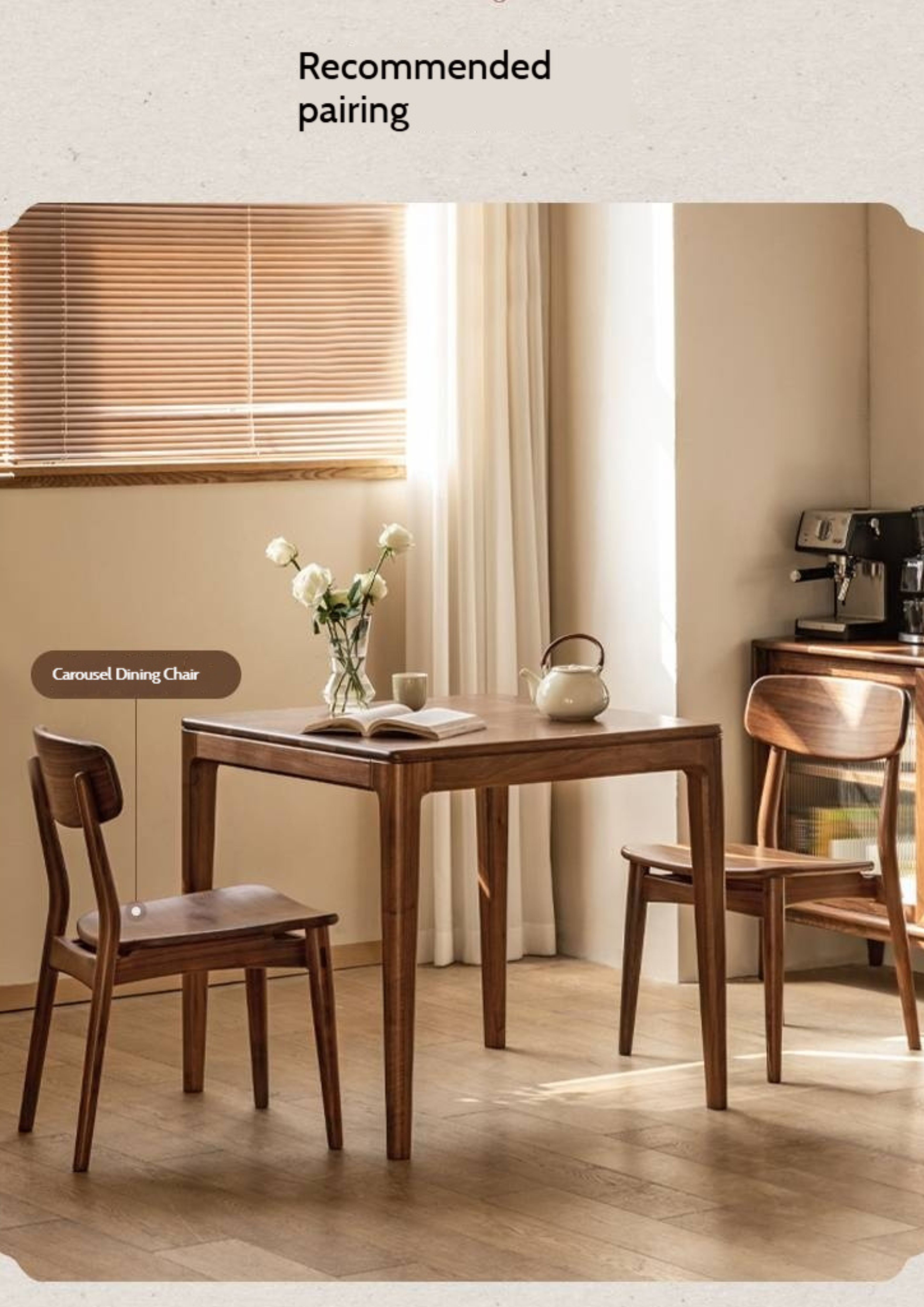 Black Walnut, Oak Solid Wood Modern Rock Board Dining Table