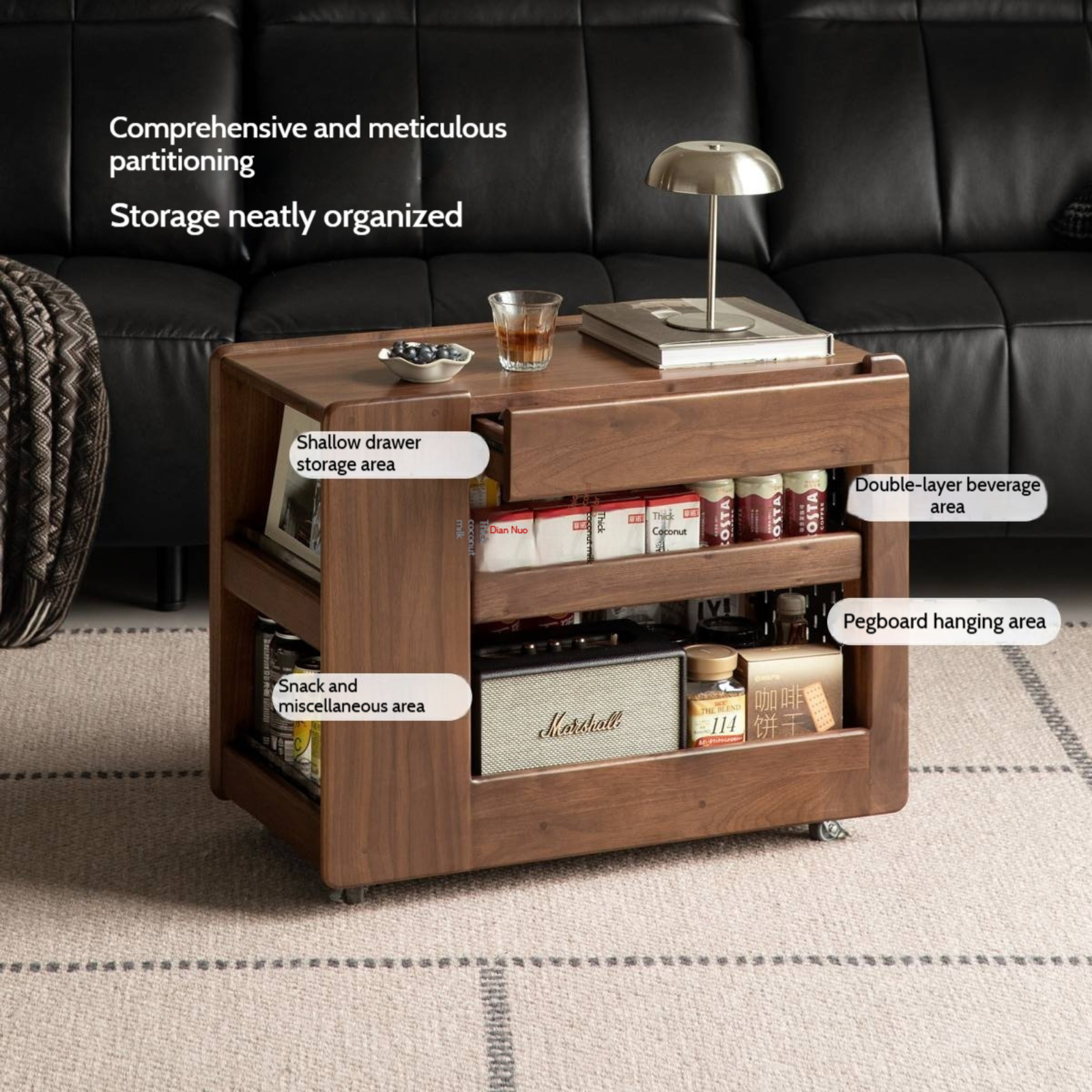 Black Walnut, Oak Solid Wood Luxury Corner Side Table