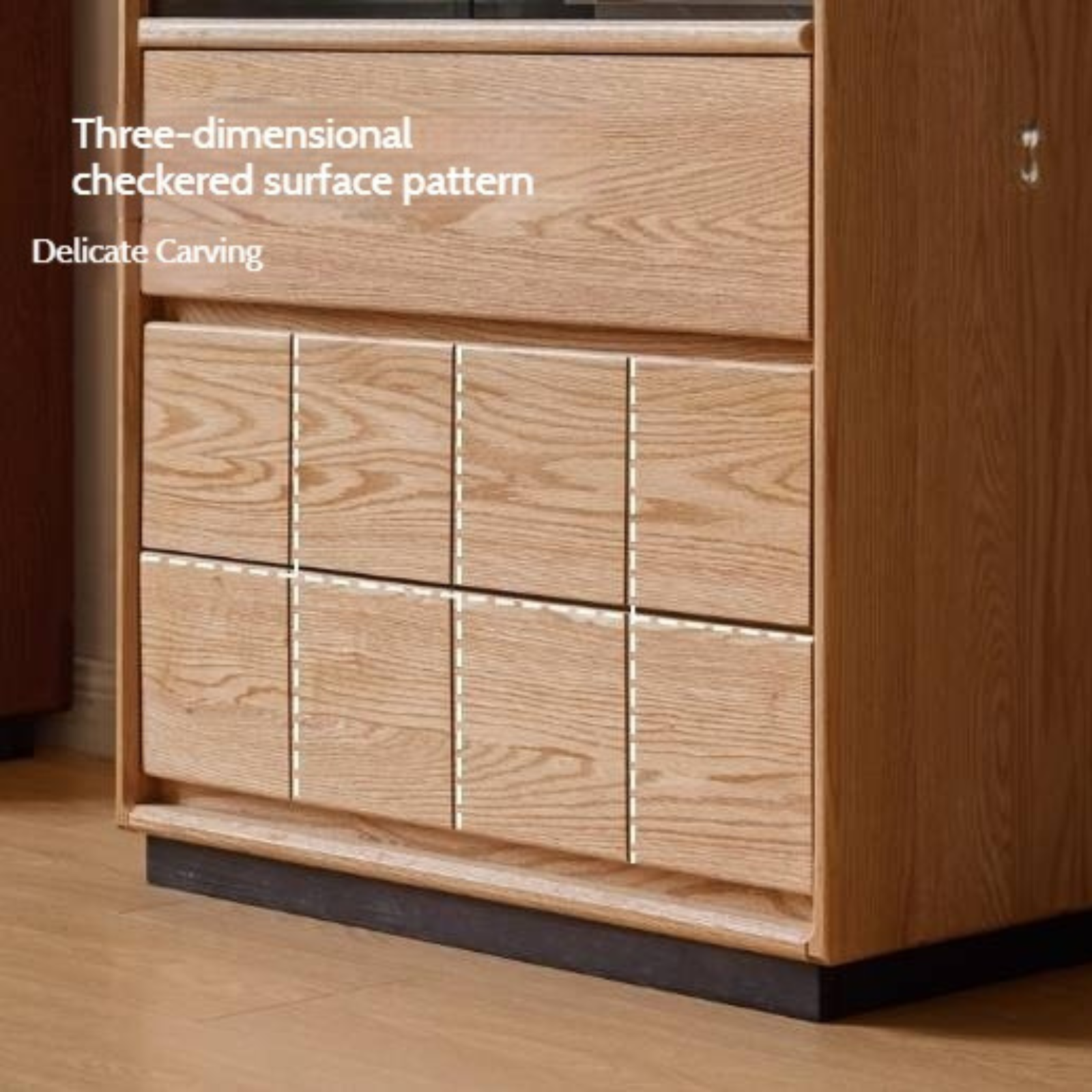 Oak Solid Wood Modern Side Cabinet with Light