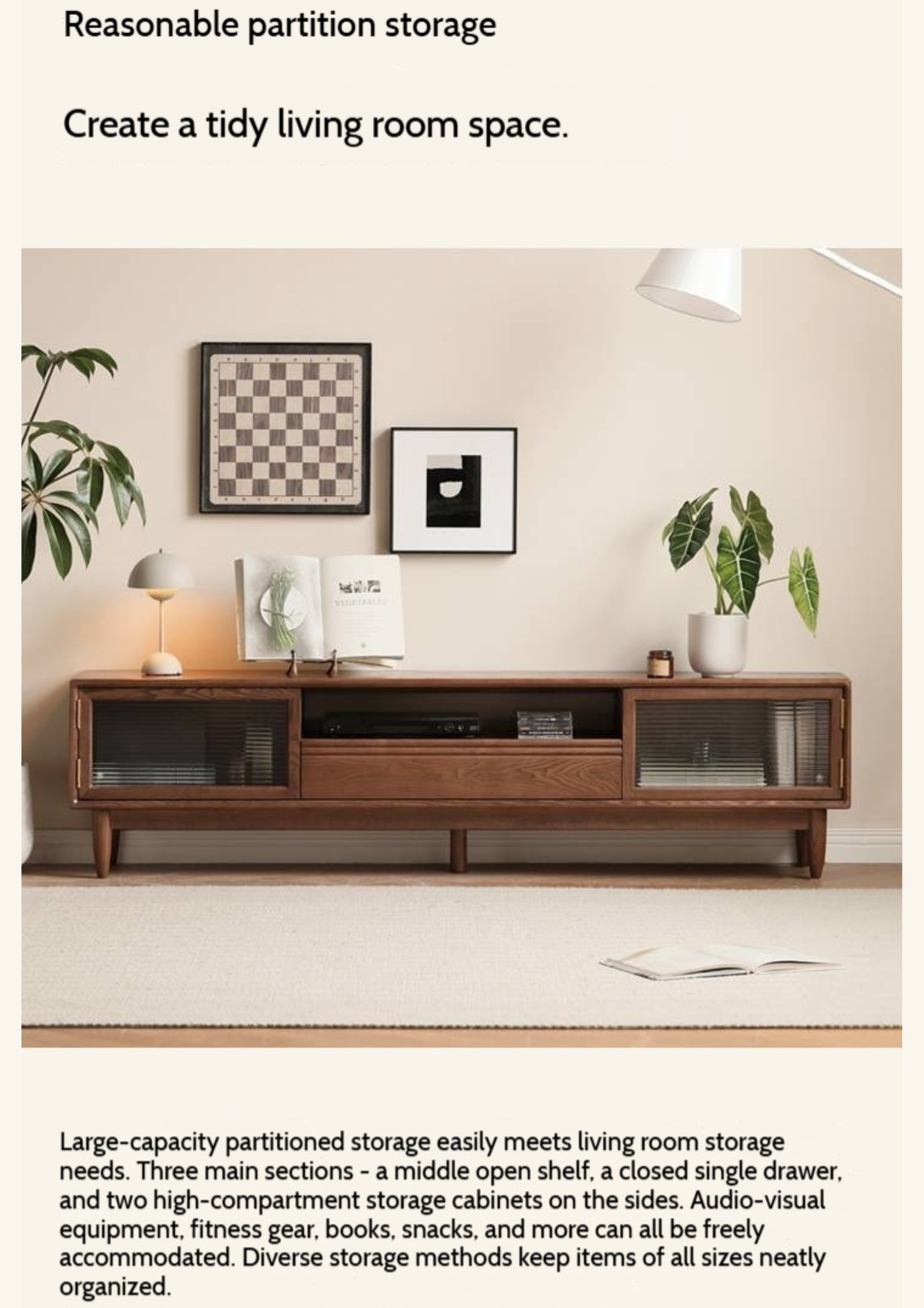 Ash Solid Wood Modern Minimalist TV Stand