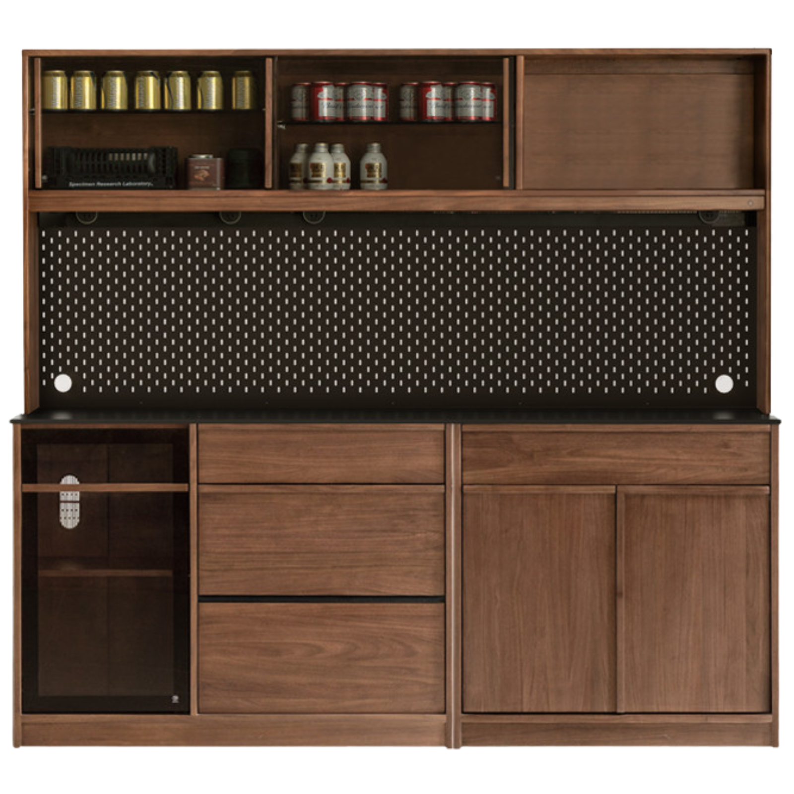 Black Walnut, Ash Solid Wood Light Luxury Style Rock Board Sideboard