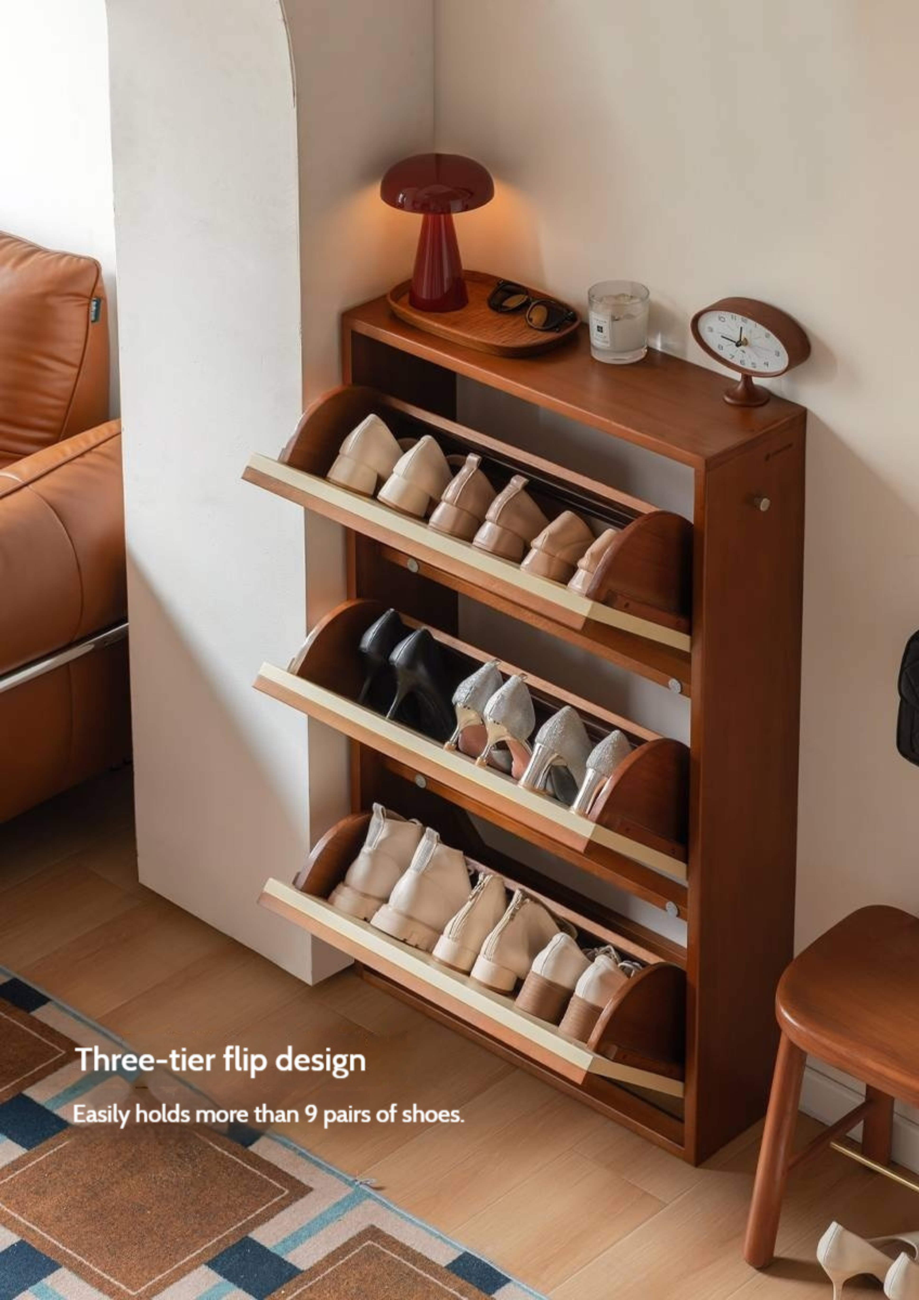 Poplar Solid Wood Middle Ages Style Shoe Cabinet