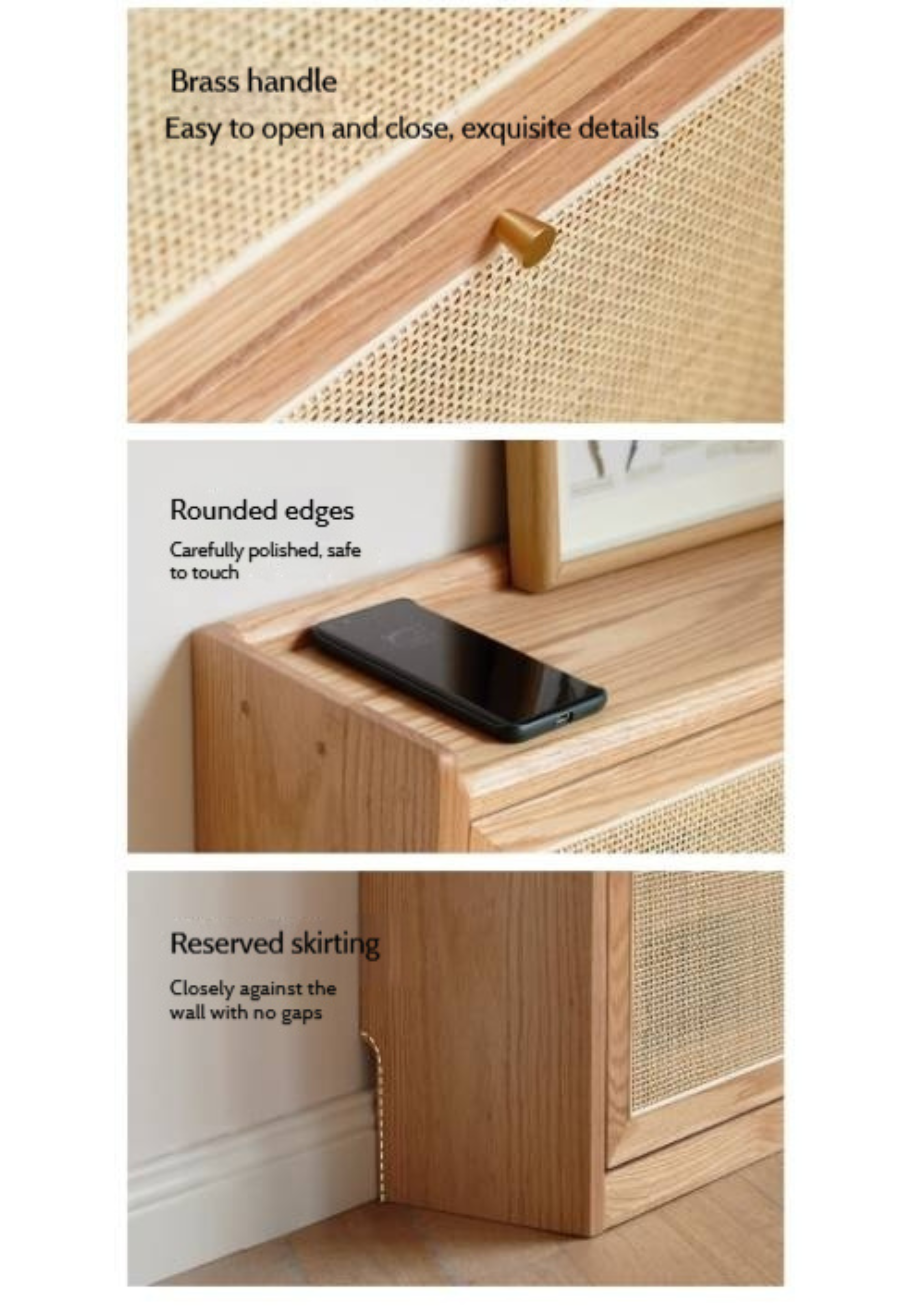 Oak Solid Wood Ultra-Thin Flap Door Rattan Shoe Cabinet