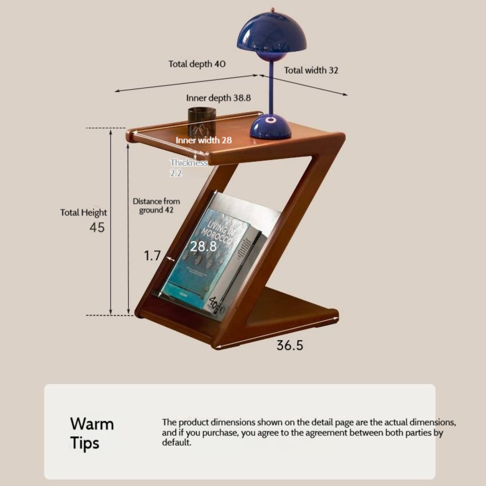 Poplar Solid Wood Bauhaus Style Side Table