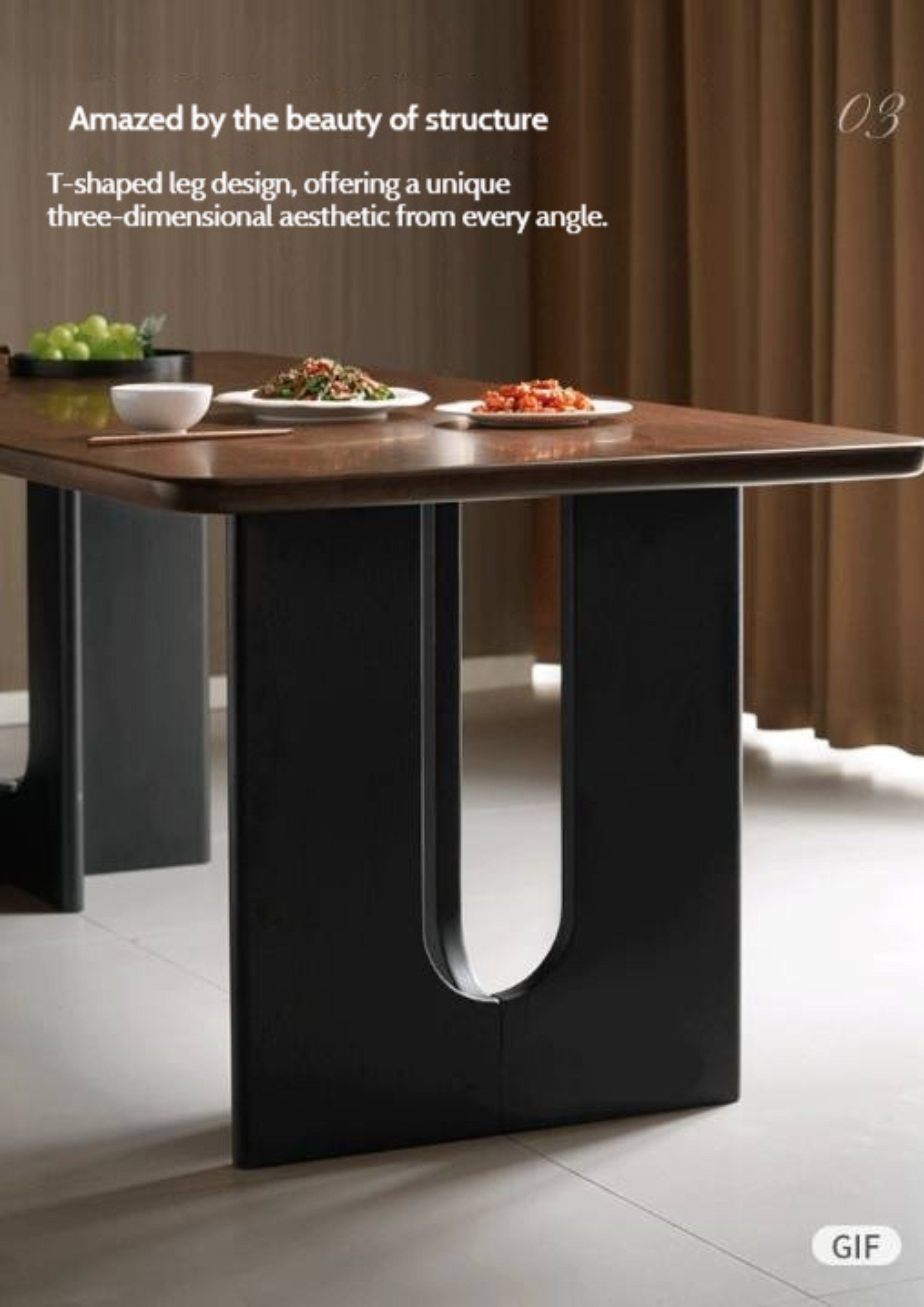 Black Walnut Solid Wood Light Luxury Dining Table