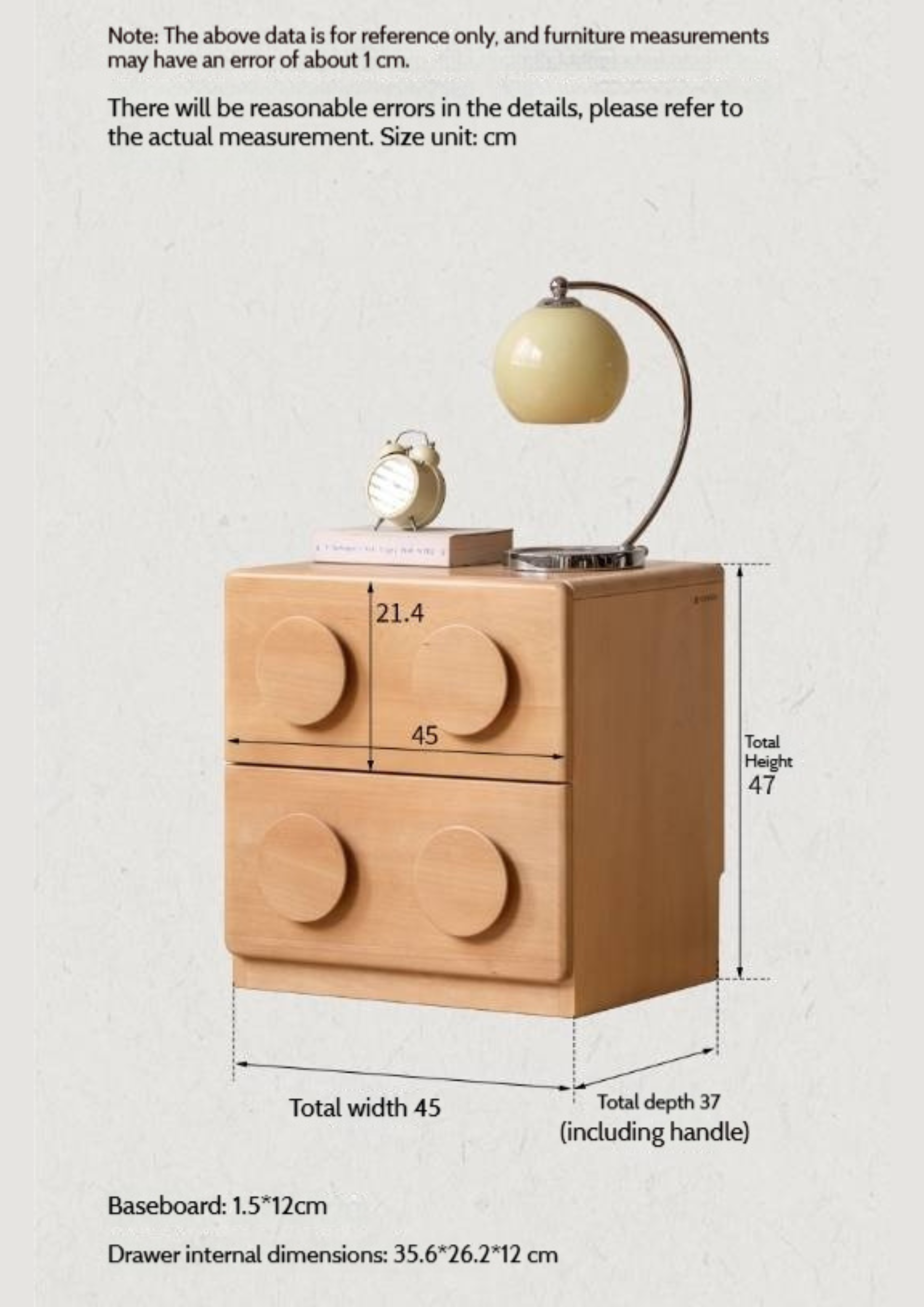 Beech Solid Wood Log Style Nightstand