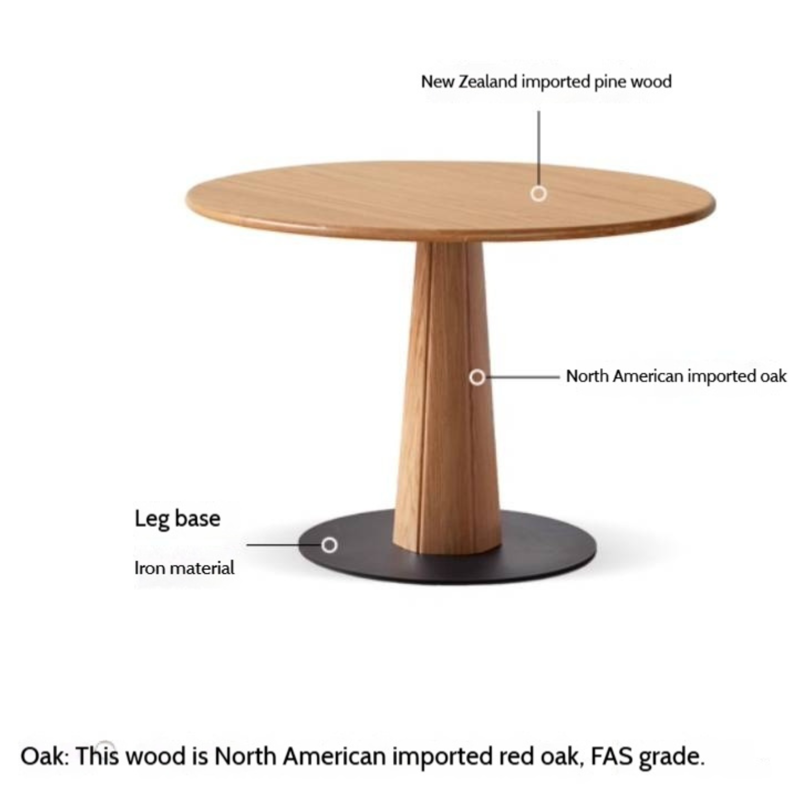 Oak Solid Wood Slab Round Dining Table