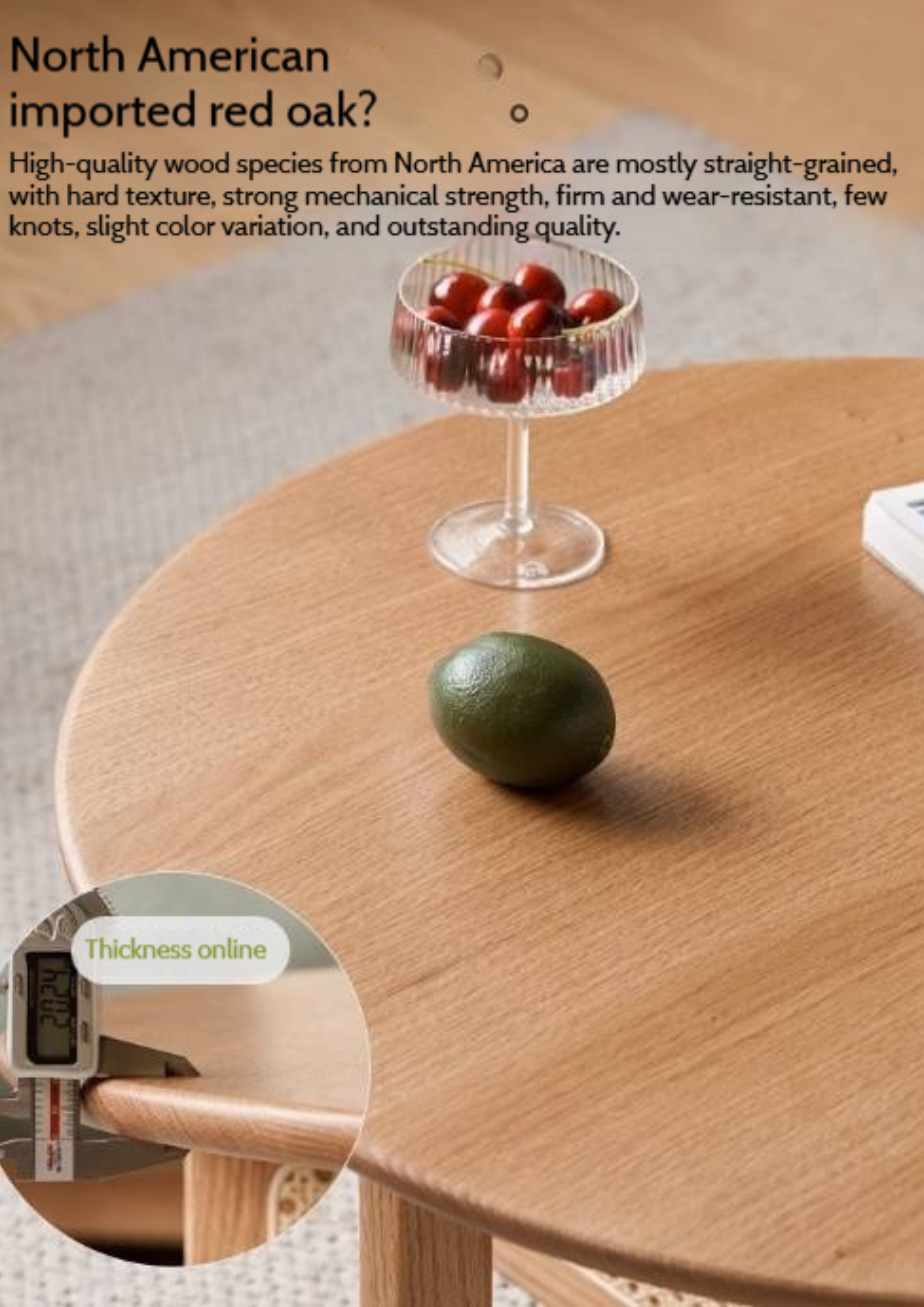 Oak Solid Wood Modern Rattan Coffee Table