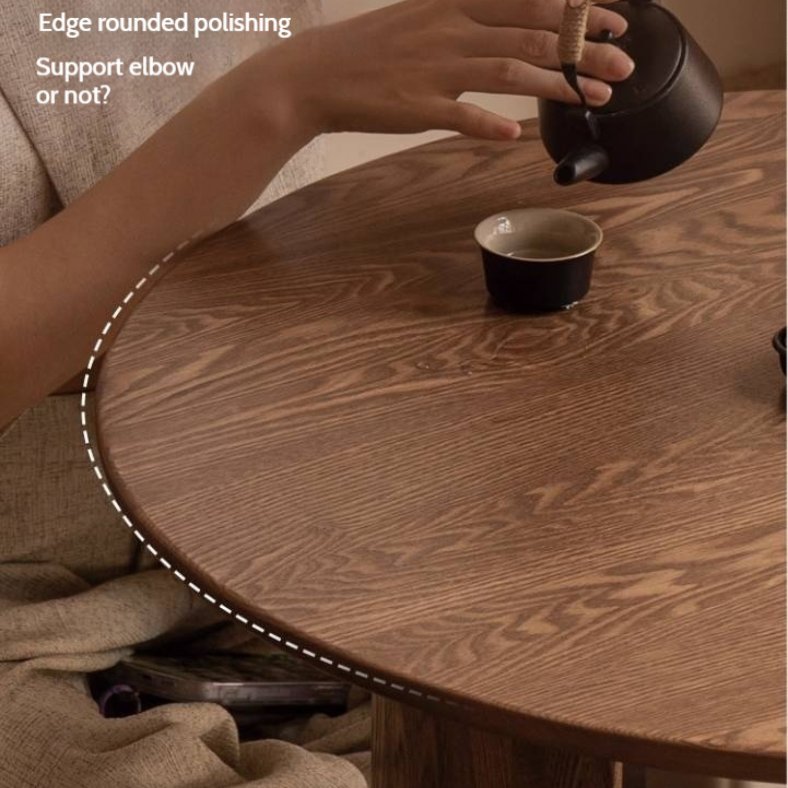 Ash Solid Wood Dual Use Round Coffee Table