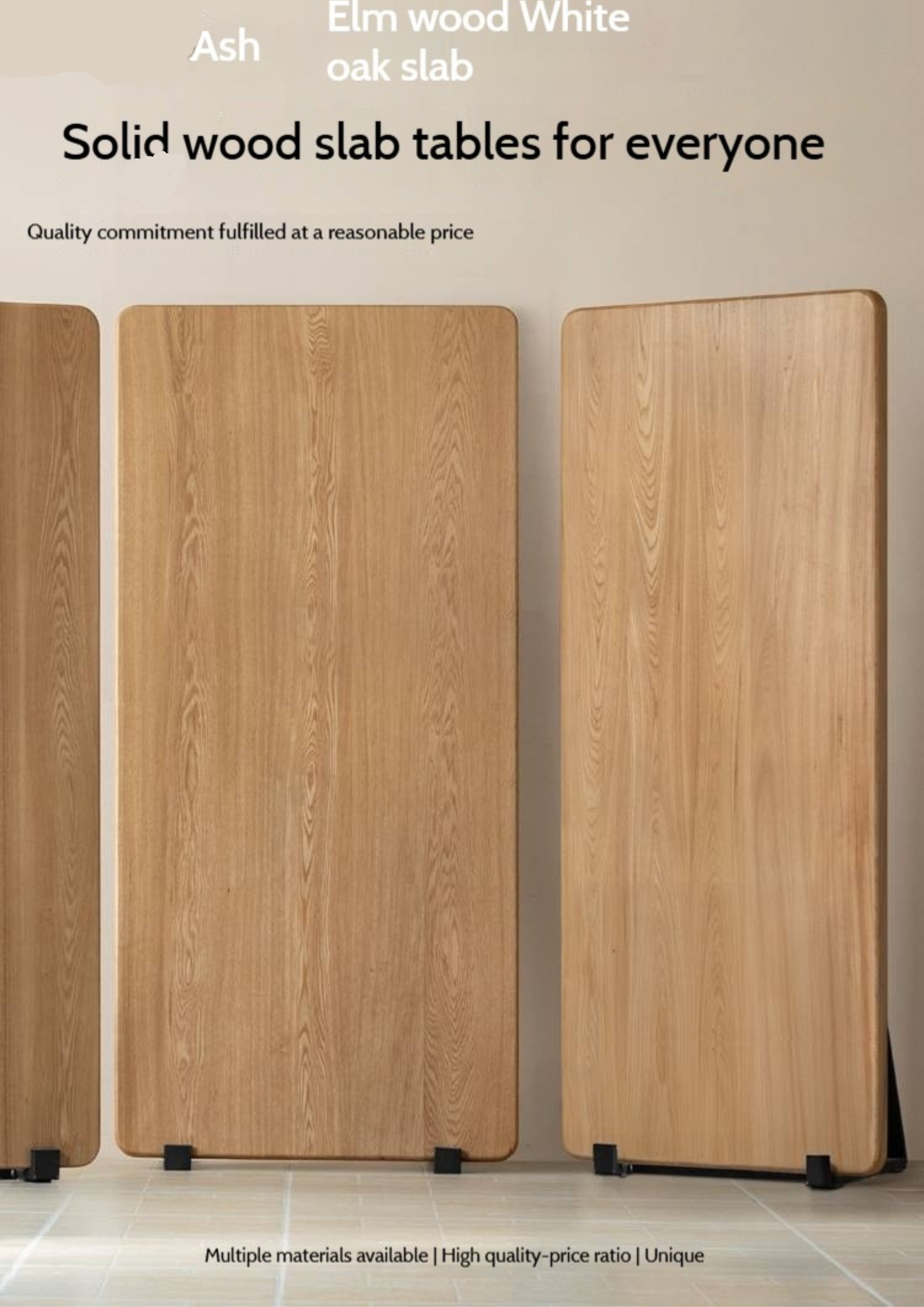 Ash, Oak, Elm Solid Wood Wabi Sabi Style Dining Table