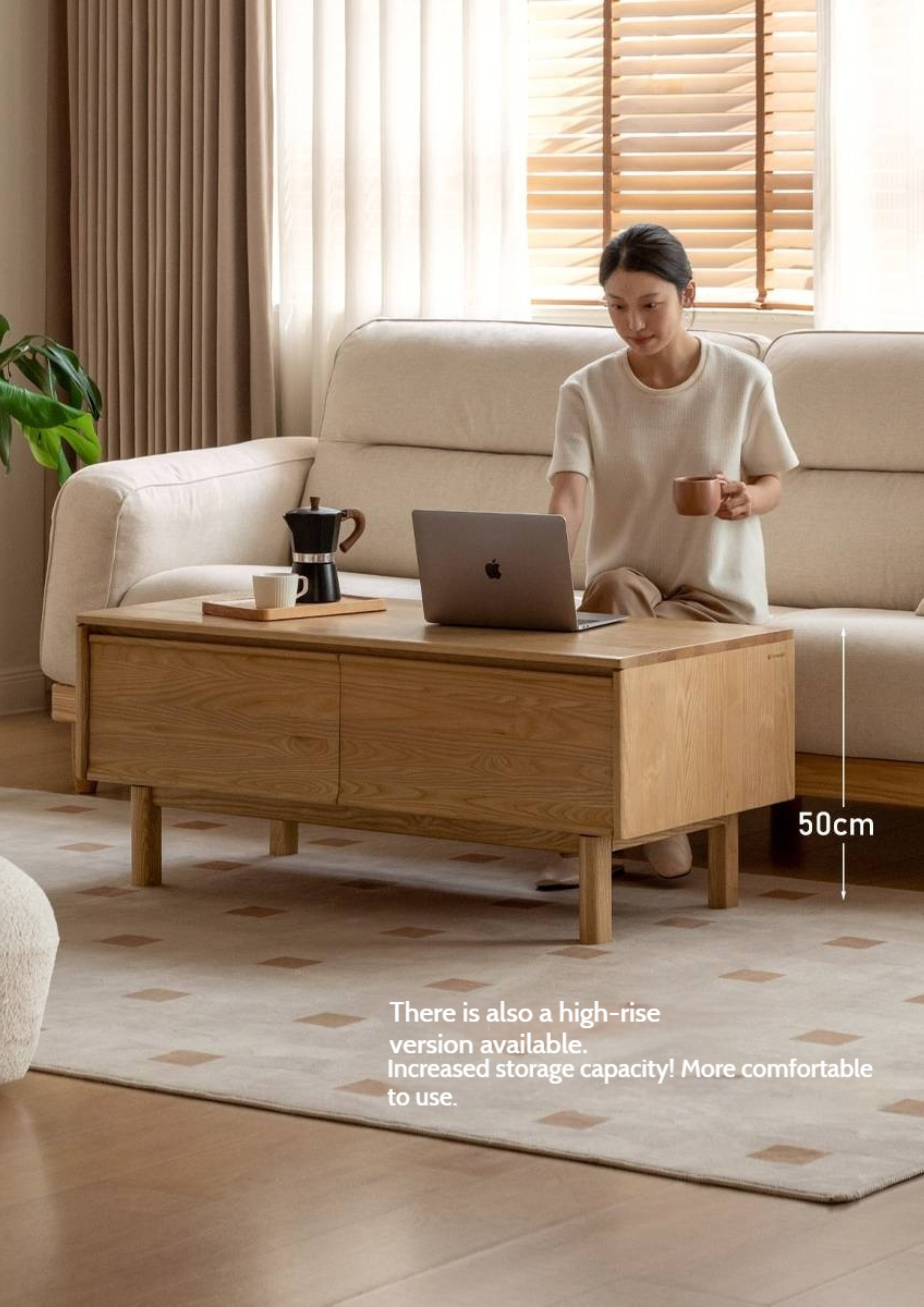 Oak, Ash Solid Wood Dual-Purpose Modern Tea Table