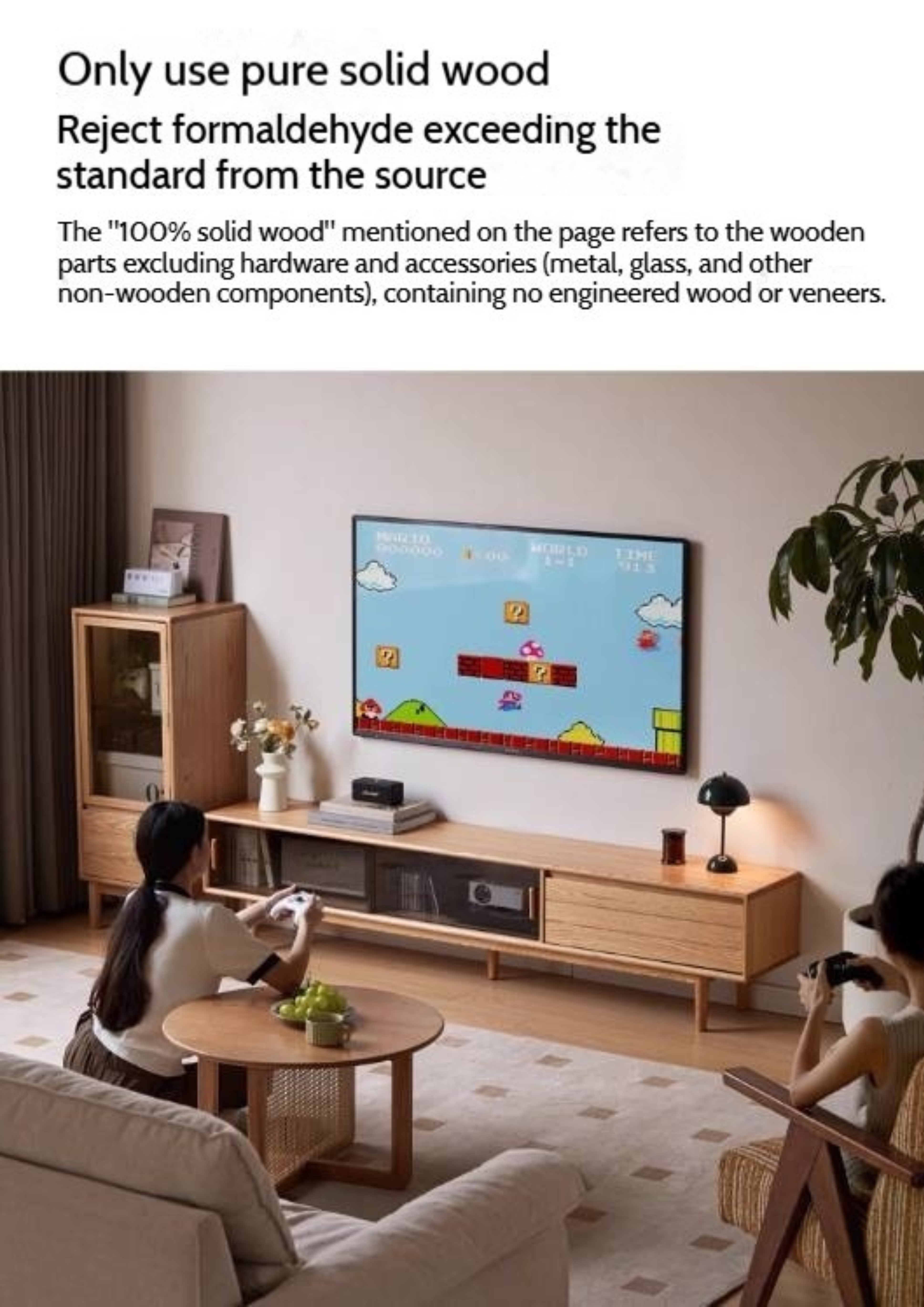 Oak Solid Wood Modern TV Cabinet