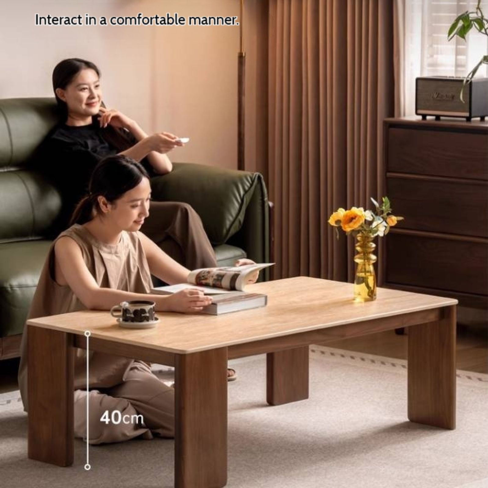 Black Walnut Solid Wood Rectangular Coffee Table