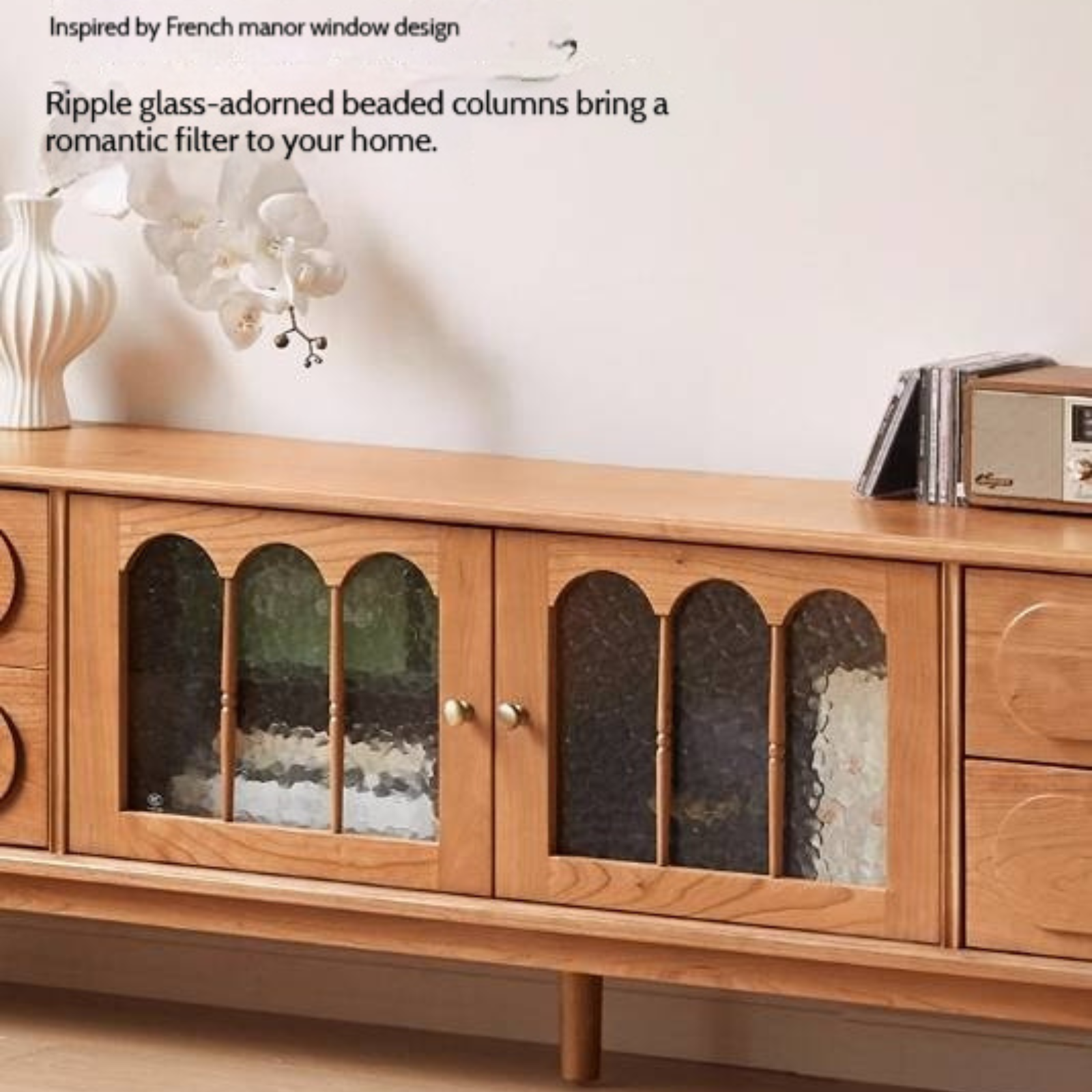 Cherry Solid Wood Style French Retro TV Stand