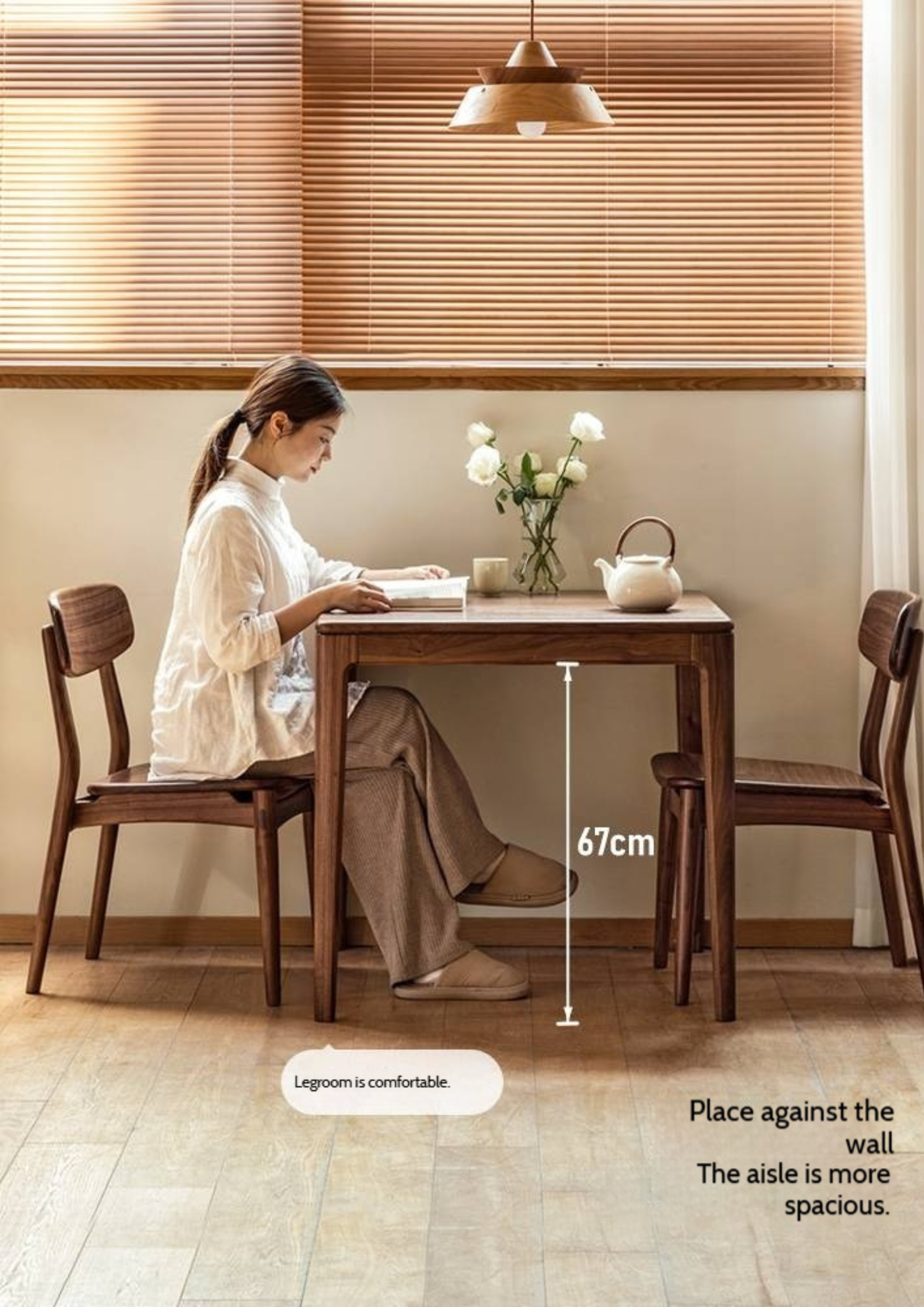 Black Walnut, Oak Solid Wood Modern Rock Board Dining Table