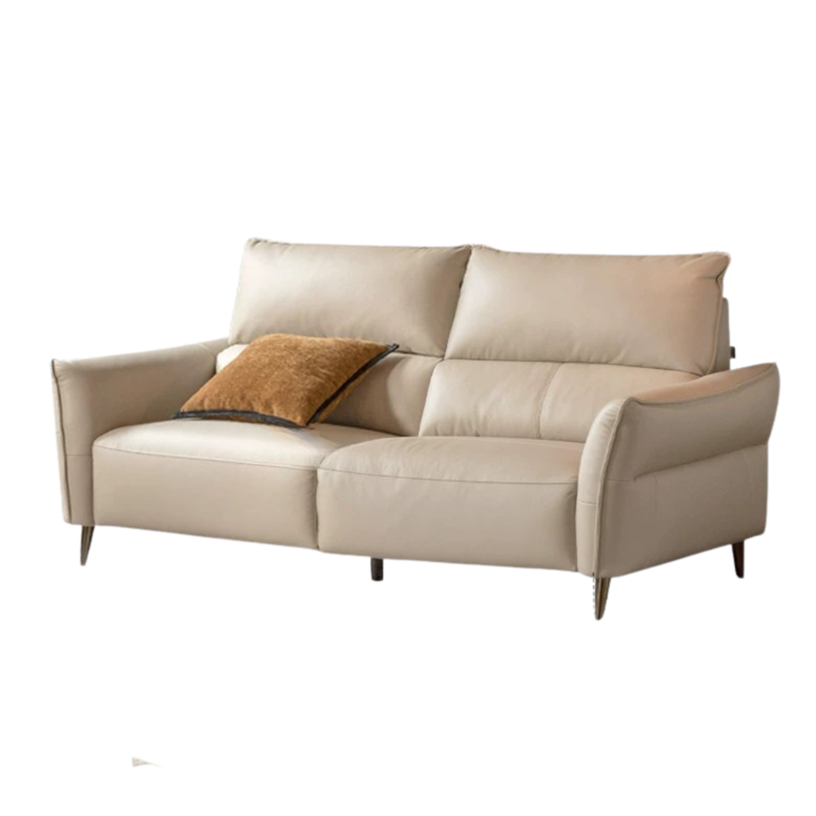 Genuine Top Grain Leather Modern Sofa, Clean Line Contemporary Design