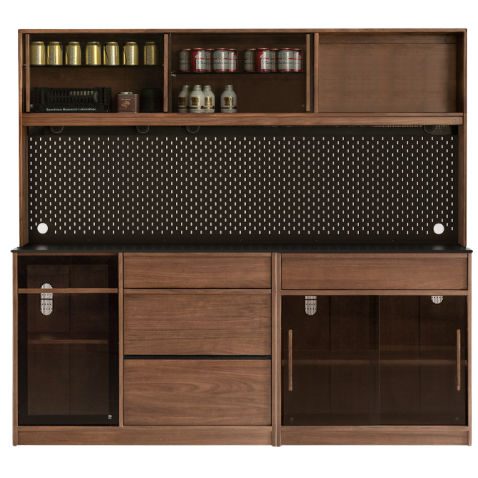 Black Walnut, Ash Solid Wood Light Luxury Style Rock Board Sideboard