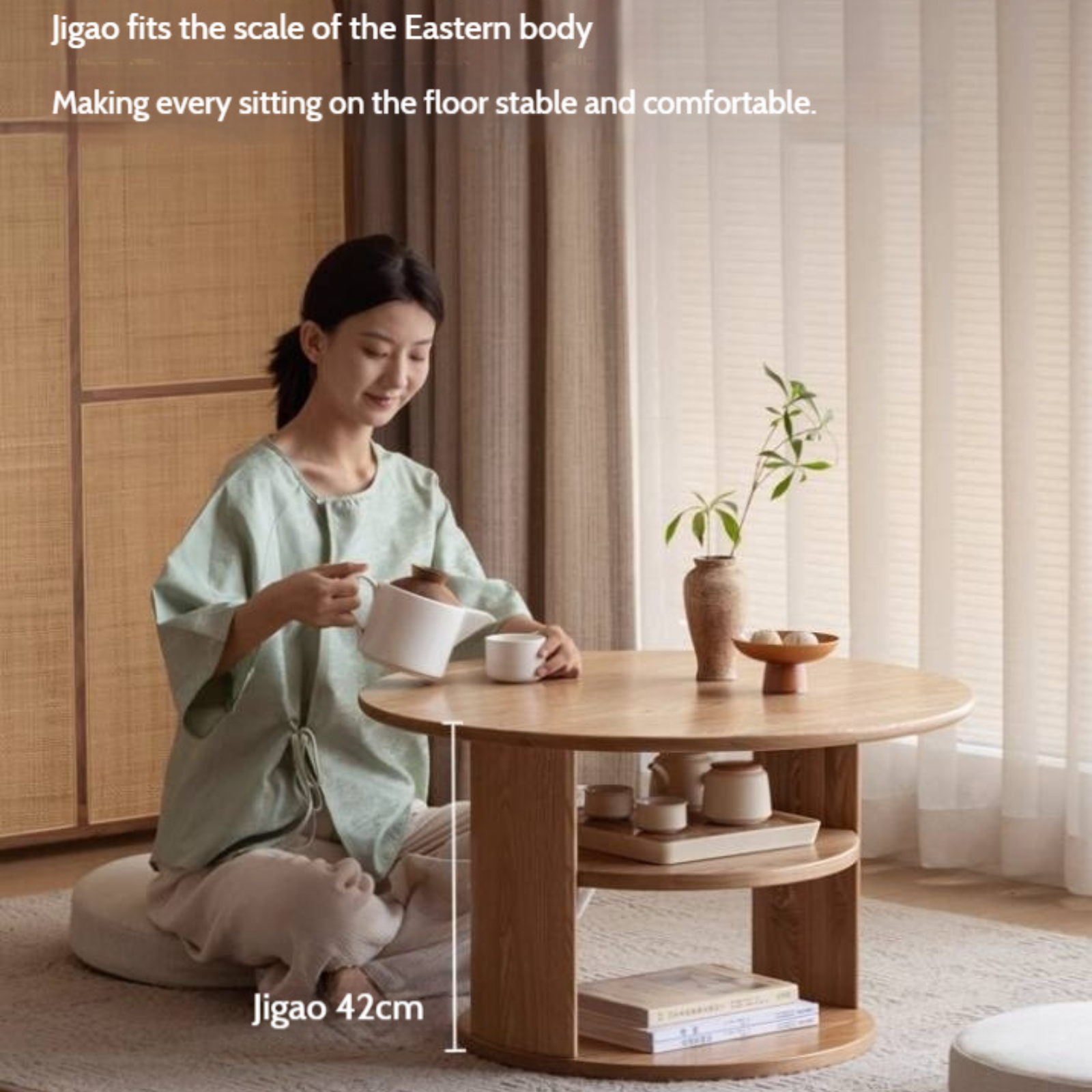 Ash Solid Wood Round Coffee Table