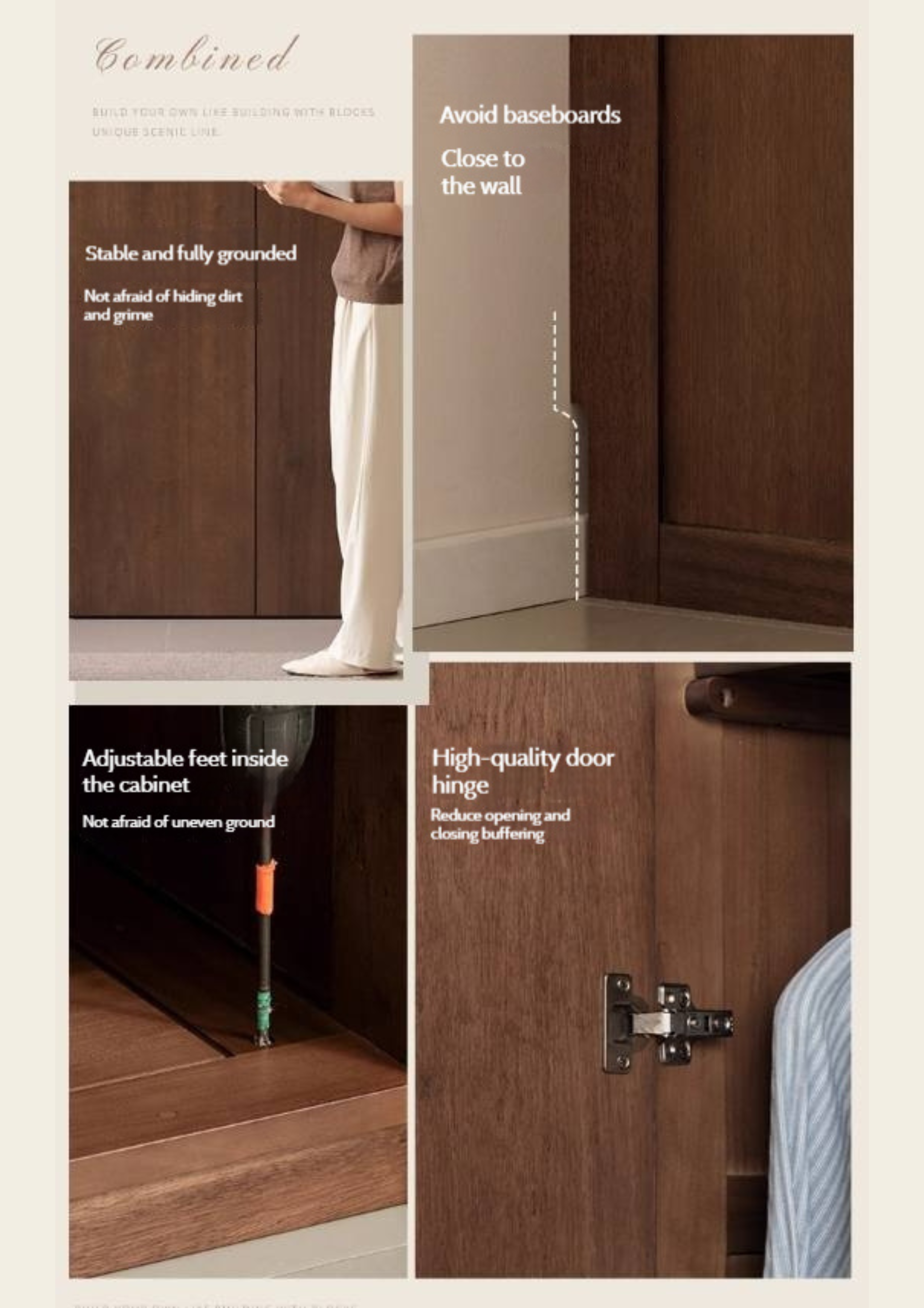 Sandalwood, Black Walnut Solid Wood Modern Double Door Wardrobe