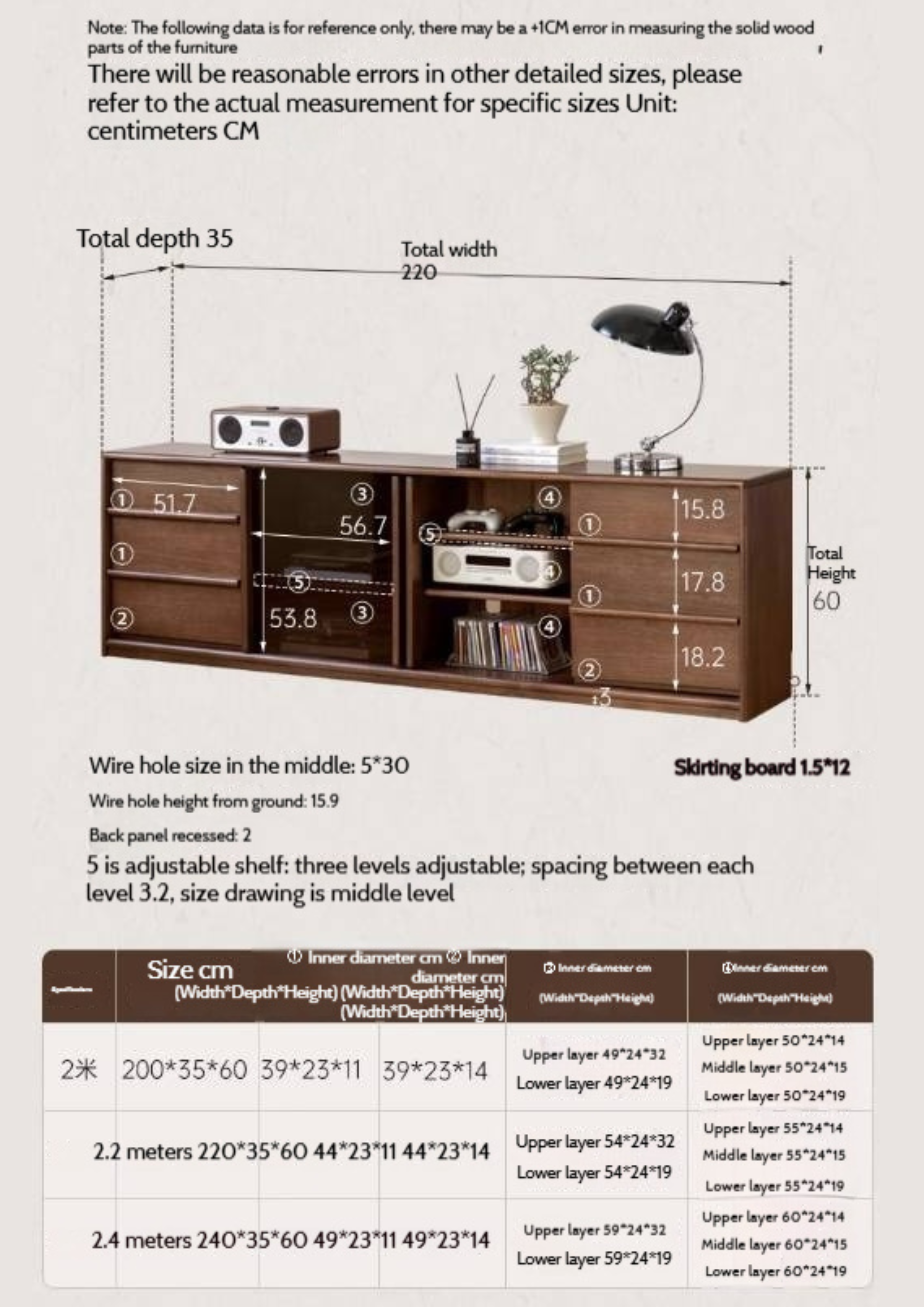 Golden Sandalwood, Black Walnut Solid Wood TV Cabinet
