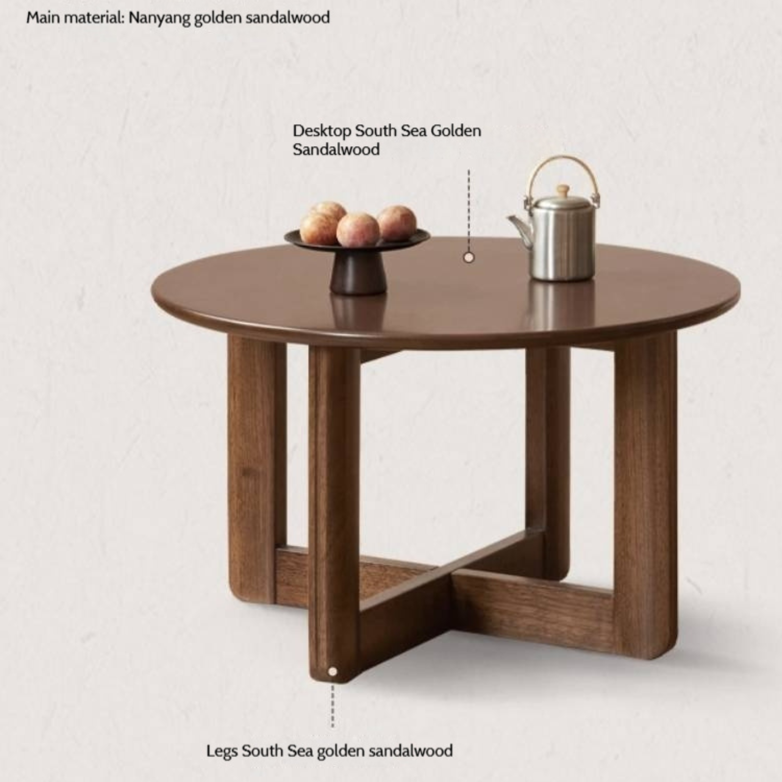 Sandalwood, Oak Solid Wood Modern Coffee Table