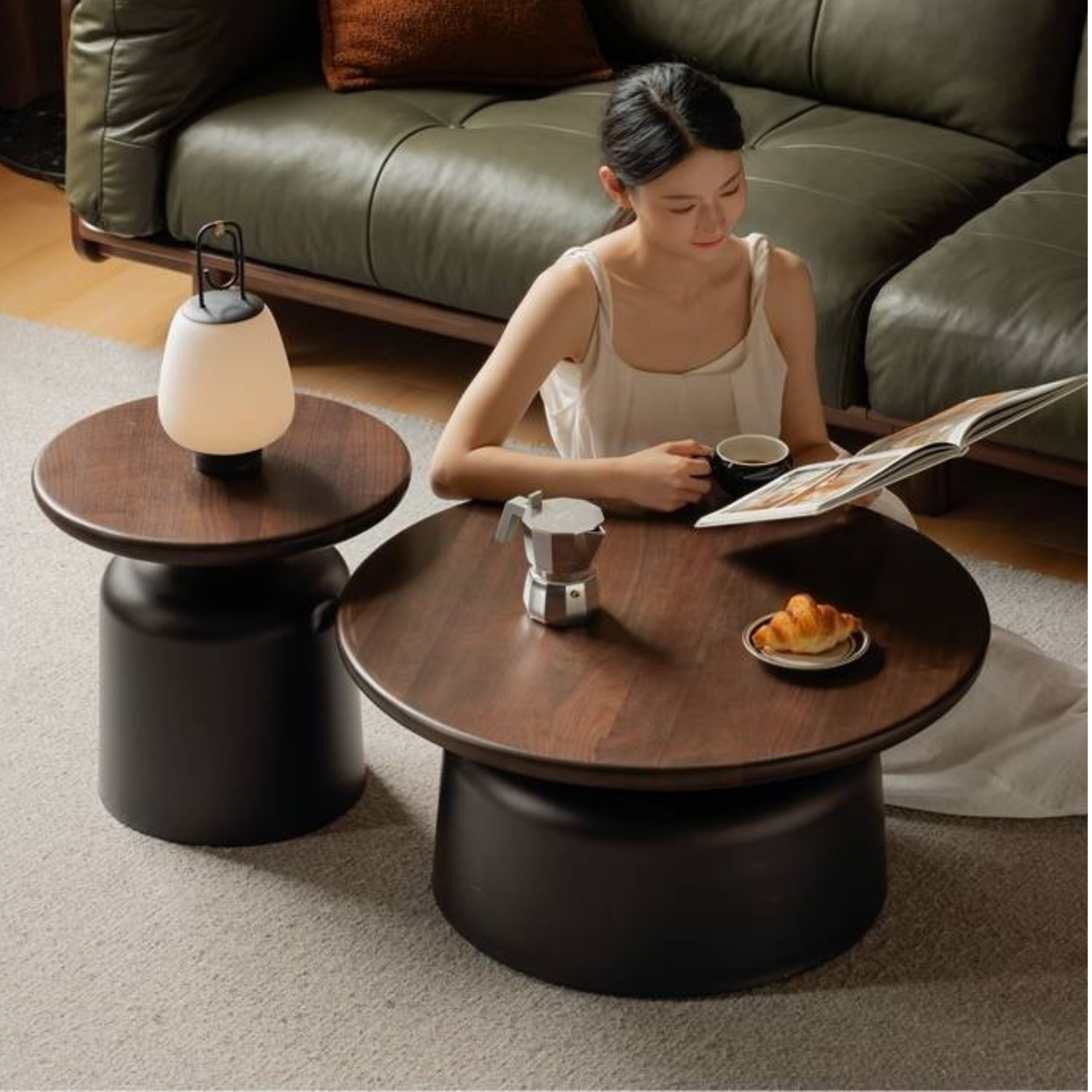 Black Walnut Solid Wood Italian Light Luxury Tea Table