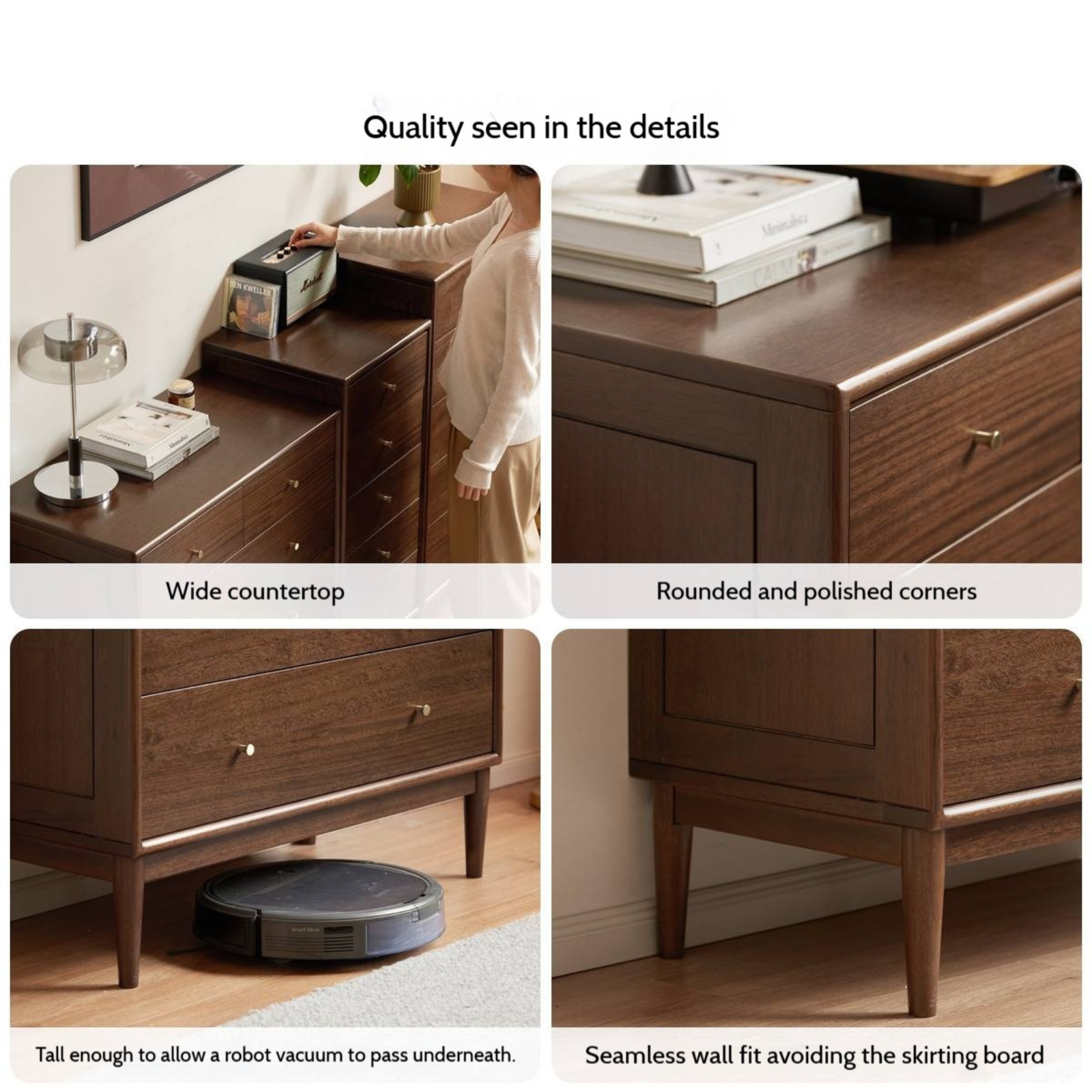 Red Zebrawood Solid Wood Modern Minimalist Chest of Drawers