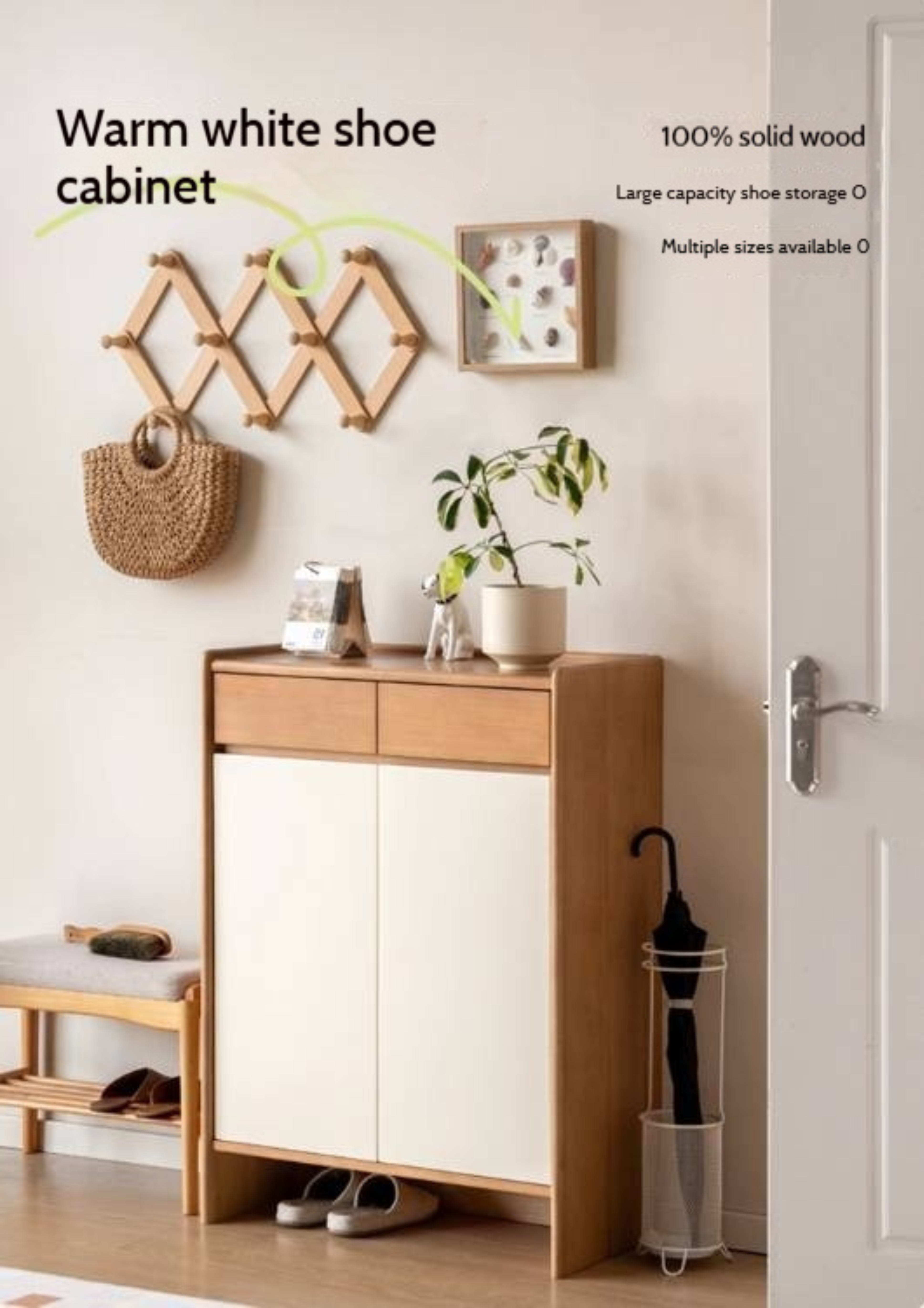 Poplar Solid Wood Shoe Cabinet