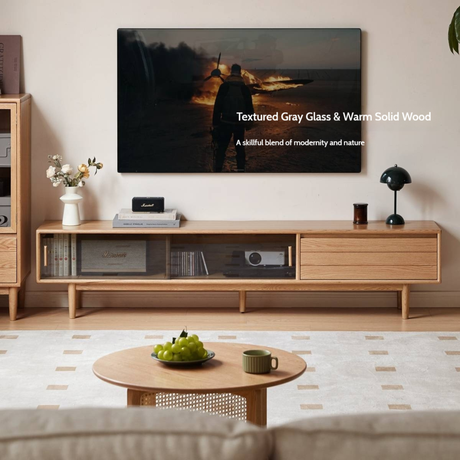 Oak Solid Wood Modern TV Cabinet