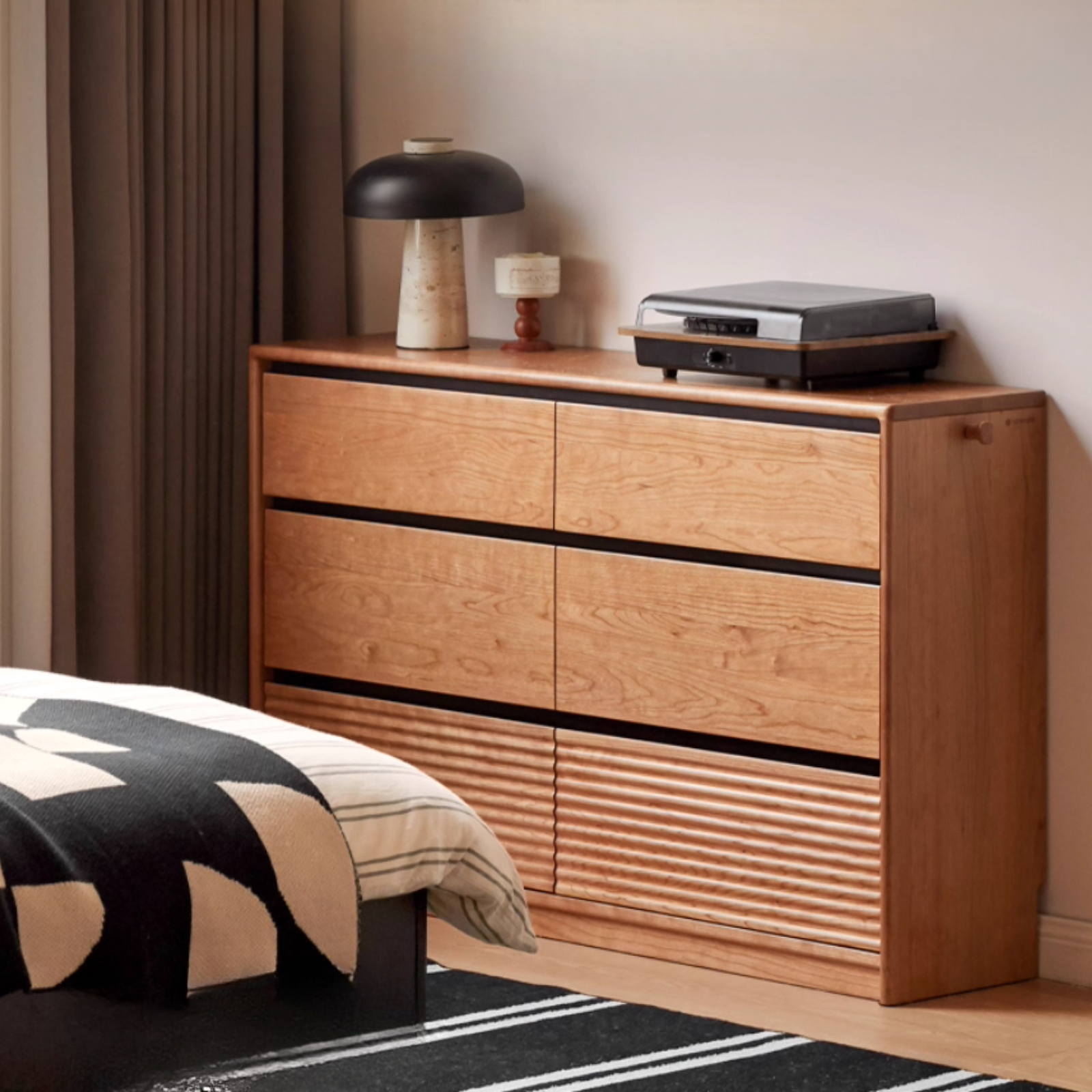 Cherry Solid Wood Retro Six-Drawer Chest