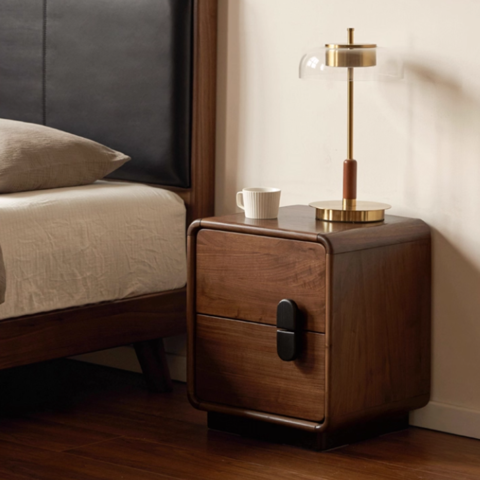 Black Walnut Solid Wood Italian Light Luxury Nightstands