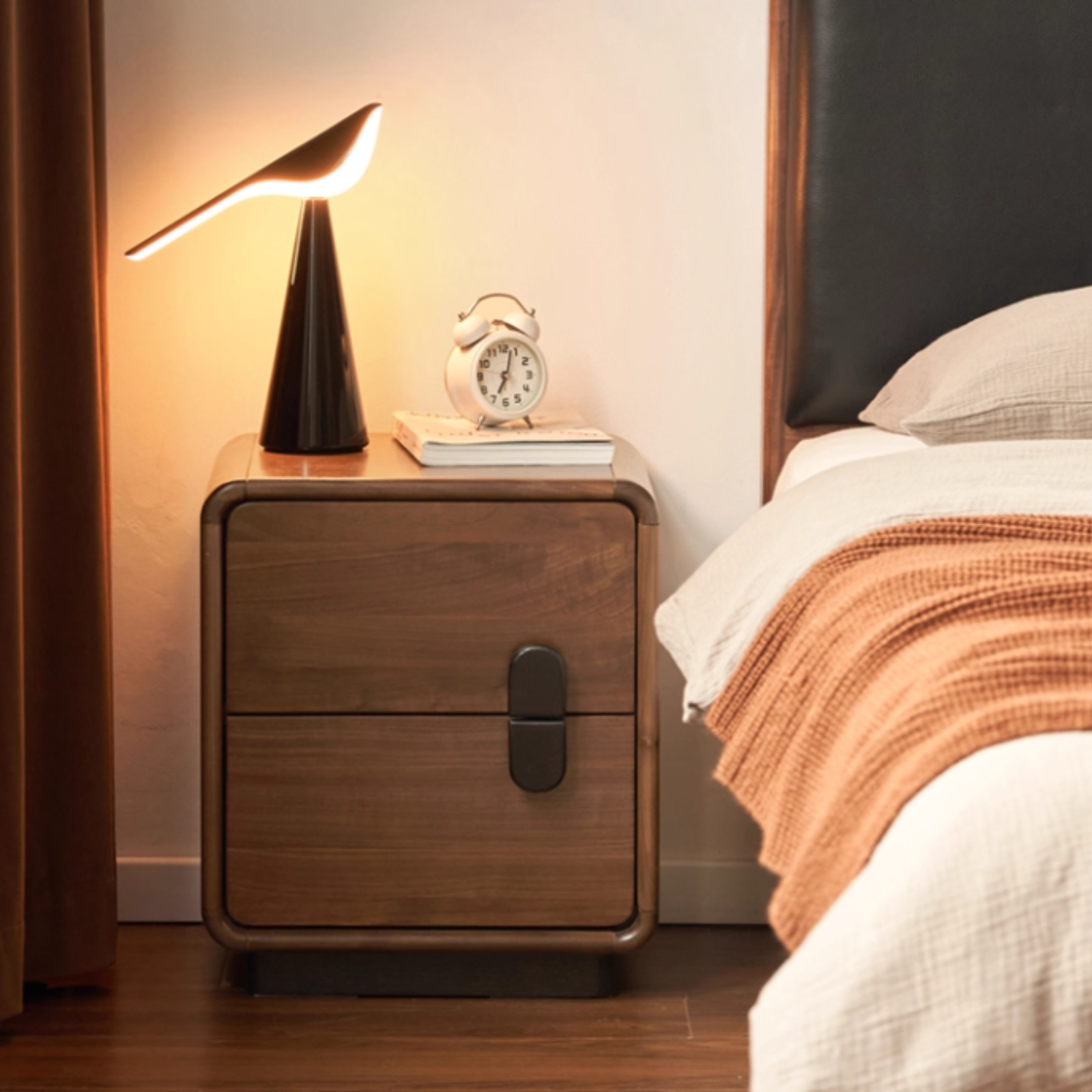 Black Walnut Solid Wood Italian Light Luxury Nightstands